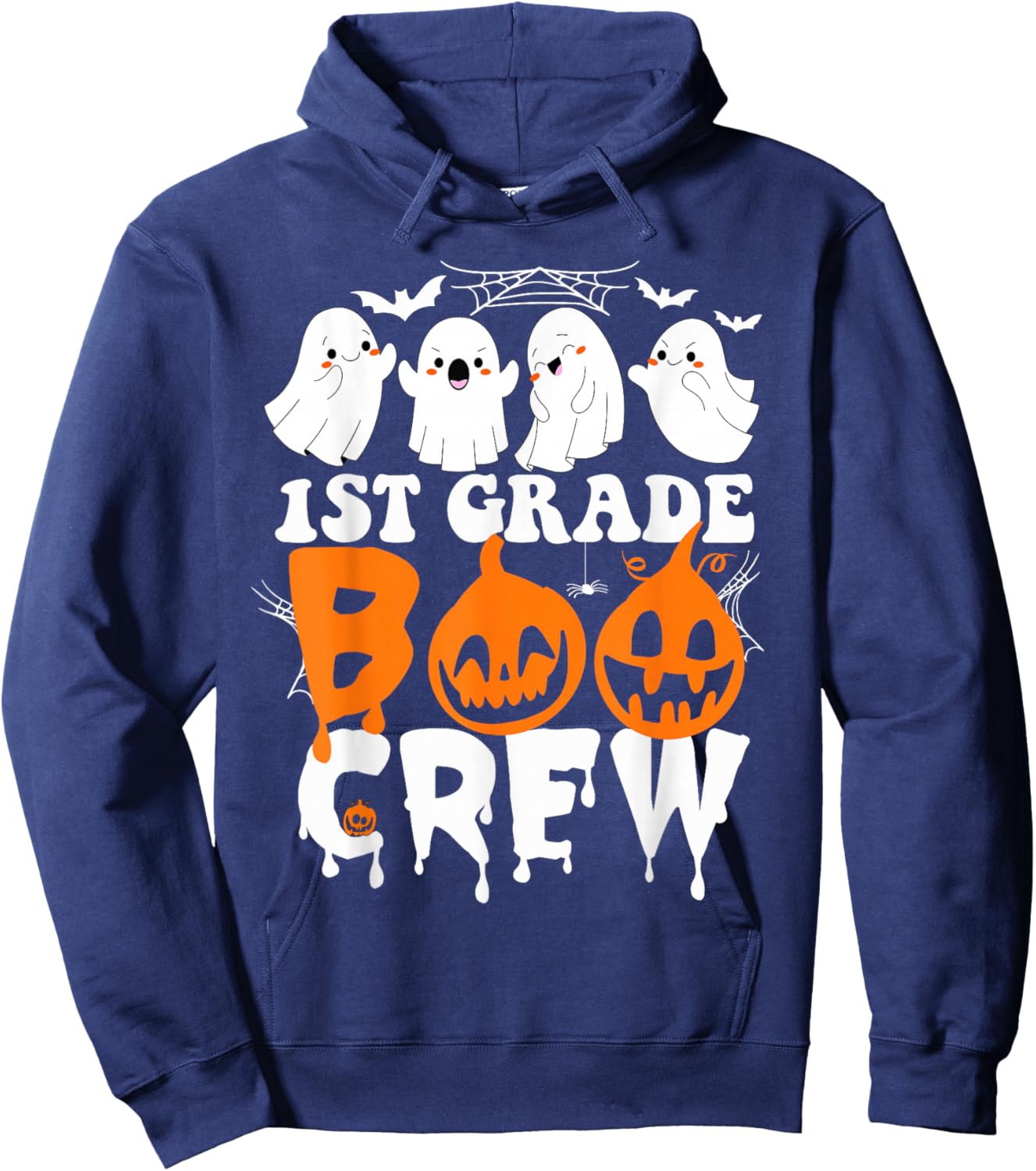 First Grade Boo Crew Teacher Student Cute Ghost Halloween Hoodie - Hoodie | Navy