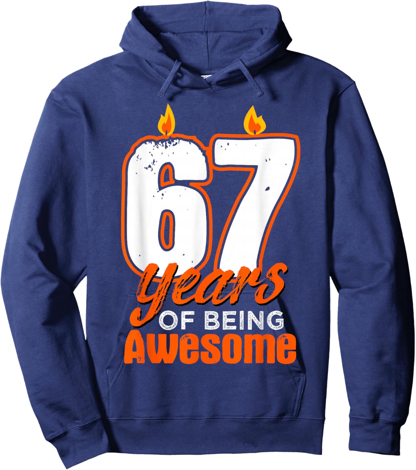 Candle 67 Birthday Party Wishes Cake Decoration Candlelight Hoodie - Hoodie | Navy