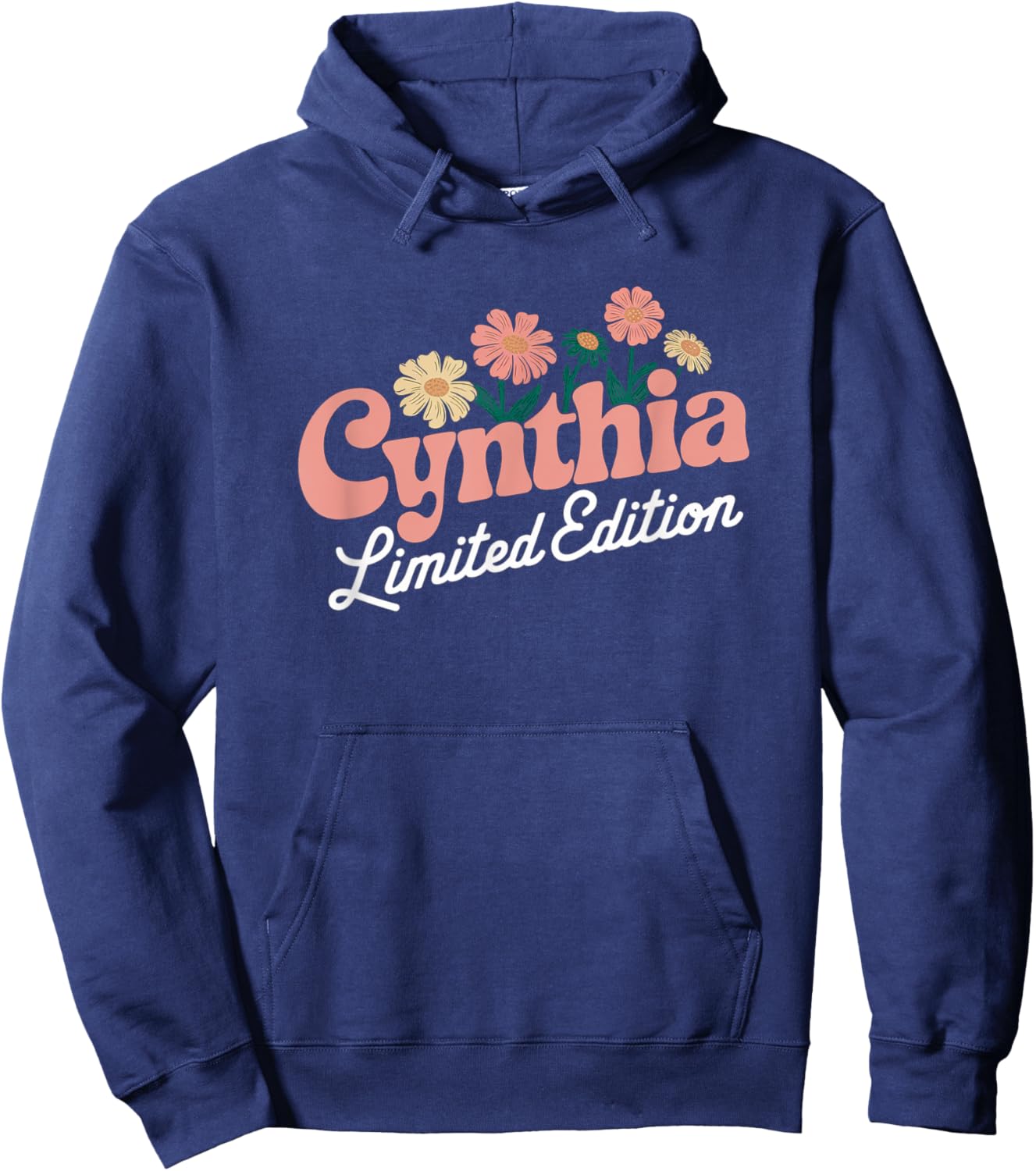 Cynthia Limited Edition Flowers Custom Name Wife Grandma Hoodie - Hoodie | Navy
