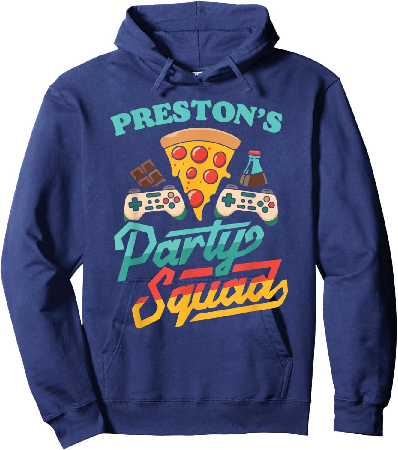 Preston's Party Squad Pizza Gaming Birthday Party Hoodie - Hoodie | Navy