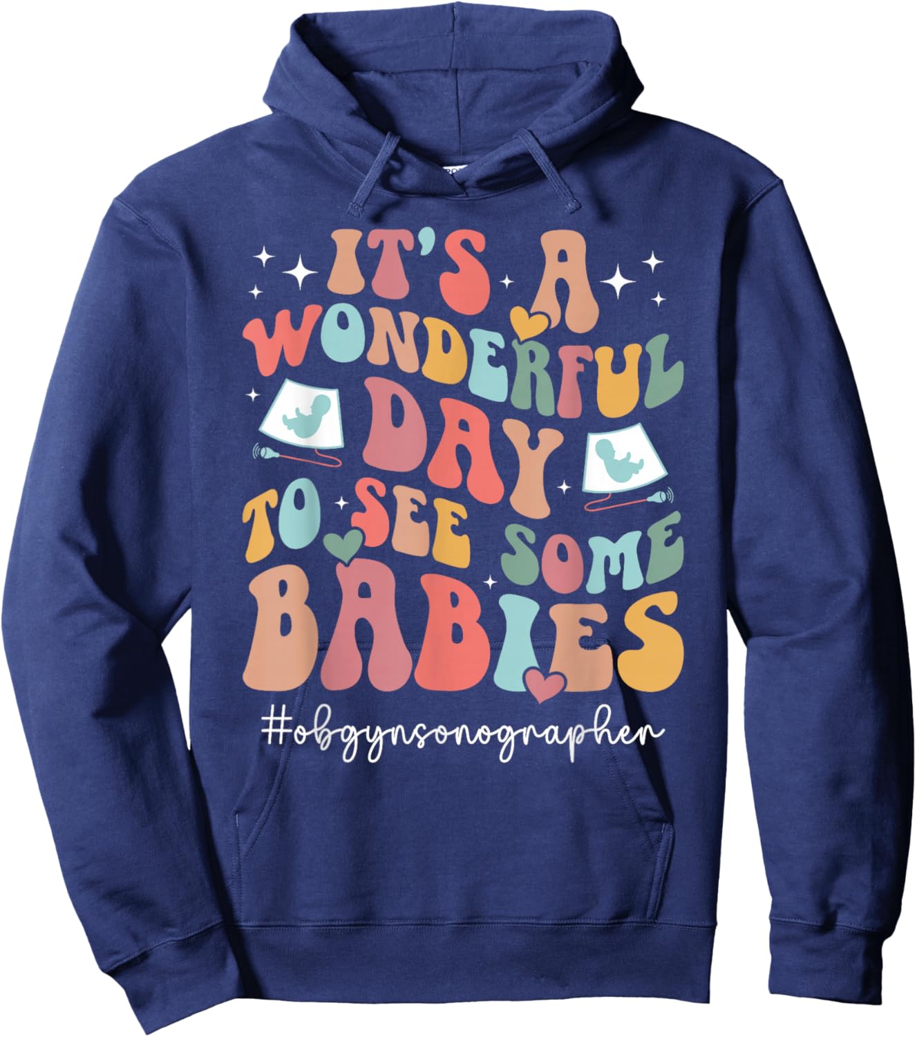 OBGYN Sonographer OB/GYN Sonographer Groovy OBGYN Sonography Hoodie - Hoodie | Navy