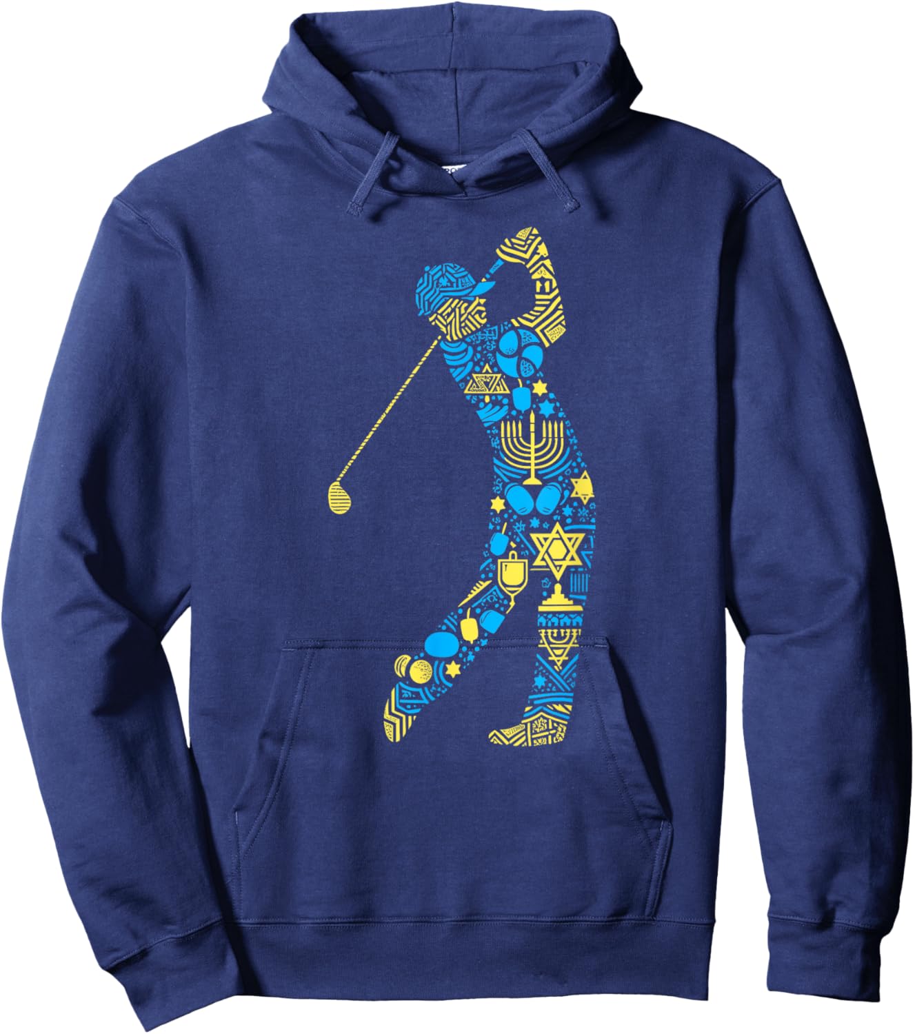 Golf Player Menorah Dreidel Jewish Hanukkah Kids Hoodie - Hoodie | Navy