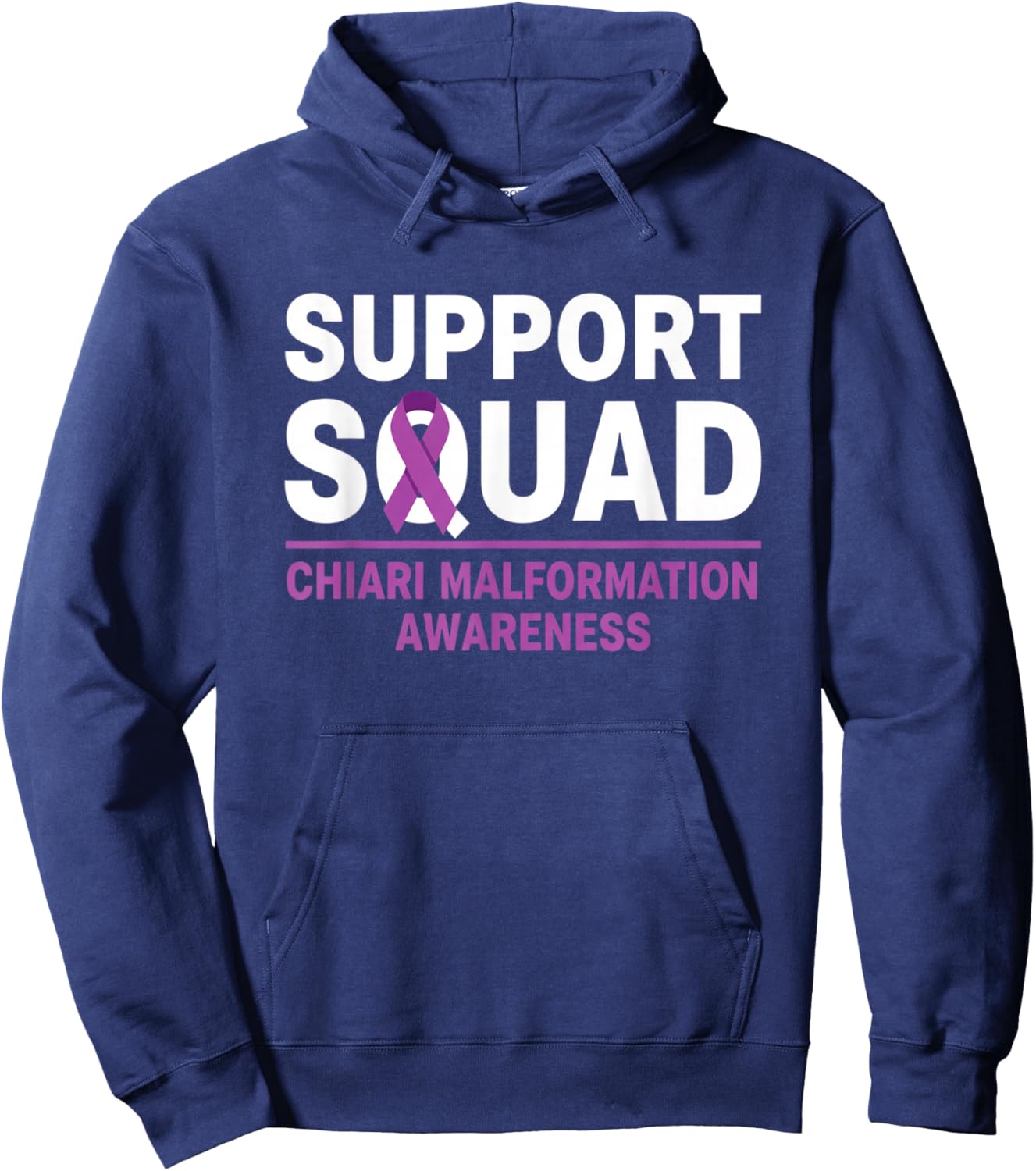 Chiari Malformation Awareness, Support Squad Purple Ribbon Hoodie - Hoodie | Navy