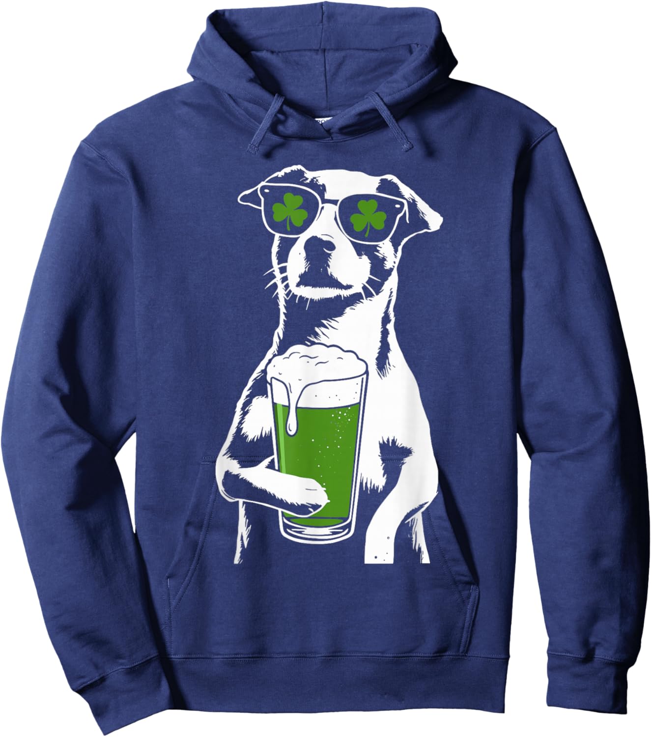 Dog Beer St Patty's Shamrock Funny St. Patrick's Day Hoodie - Hoodie | Navy