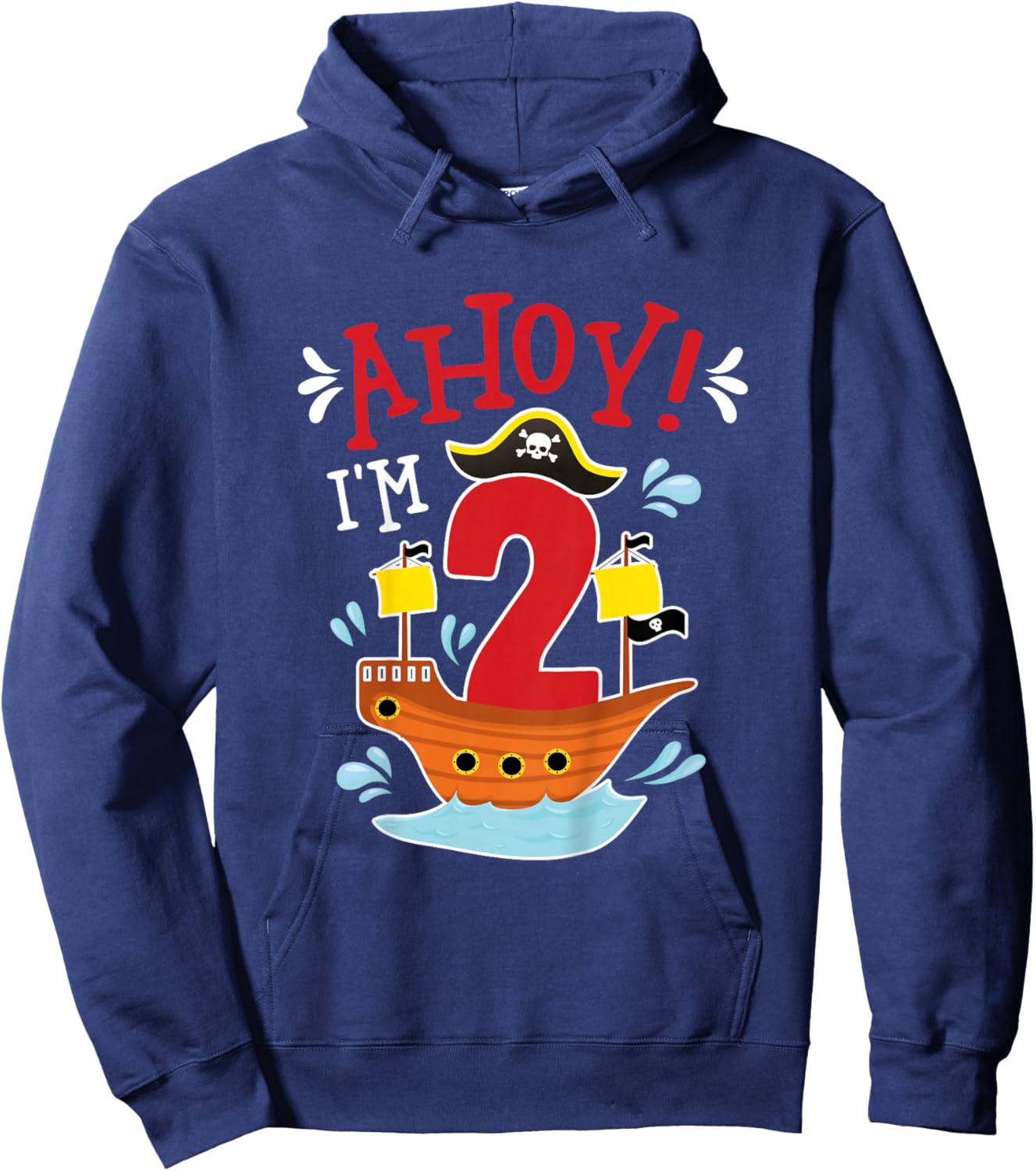 2nd Pirate Birthday Party Two Year Old Pirate Birthday Hoodie - Hoodie | Navy