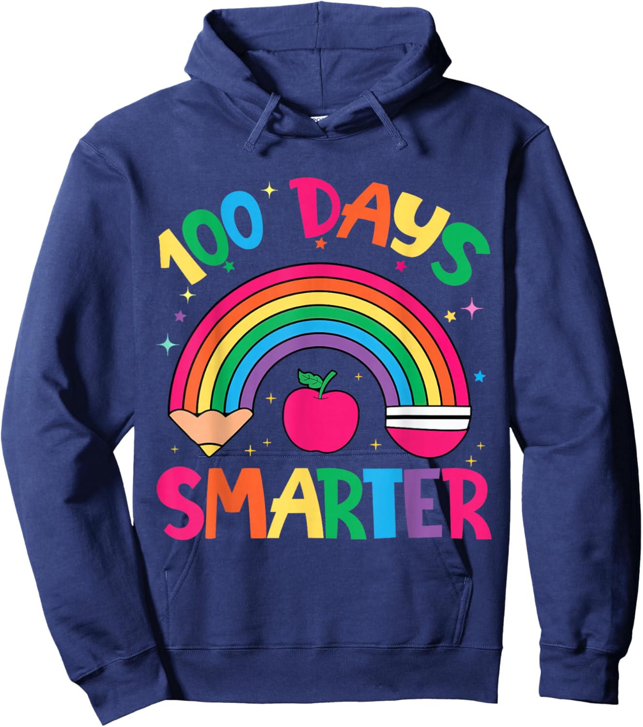 100 Days of School Rainbow 100 Days Smarter Teacher Kid Girl Hoodie - Hoodie | Navy