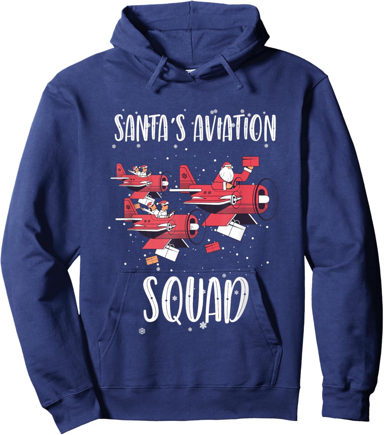 Aviation Technician Santa Pilot Holiday Christmas Airplane Hoodie - Hoodie | Navy
