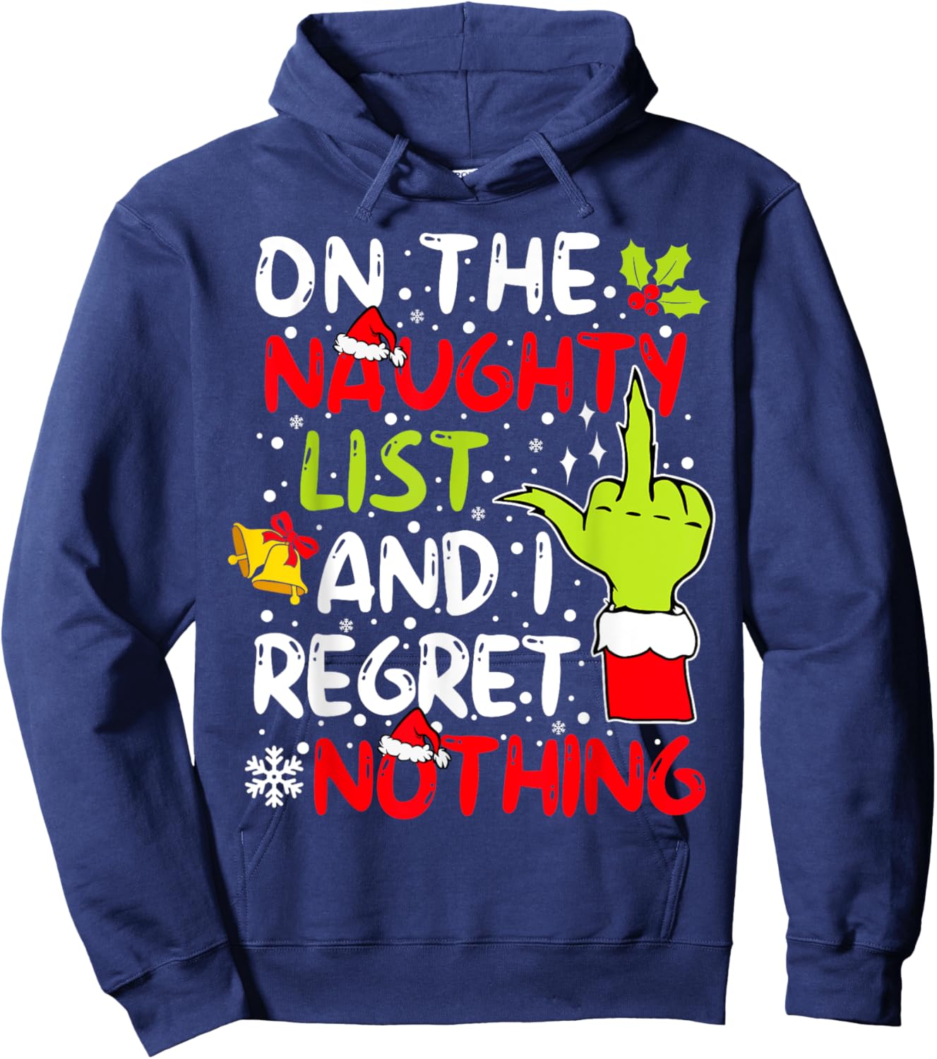 On The Naughty List And I Regret Nothing Couples Hoodie - Hoodie | Navy