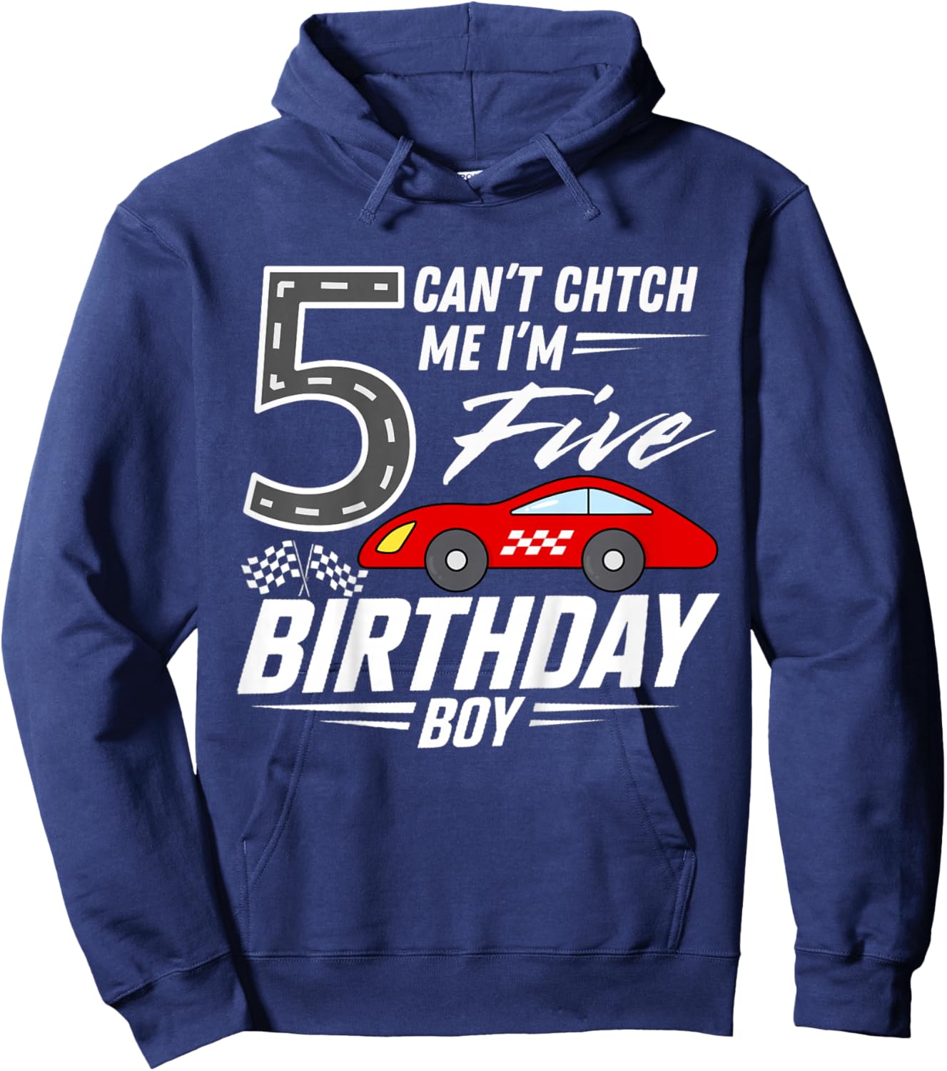 Kids Race Car Racing 5th Birthday Party Five Year Old Bday Boy Hoodie - Hoodie | Navy