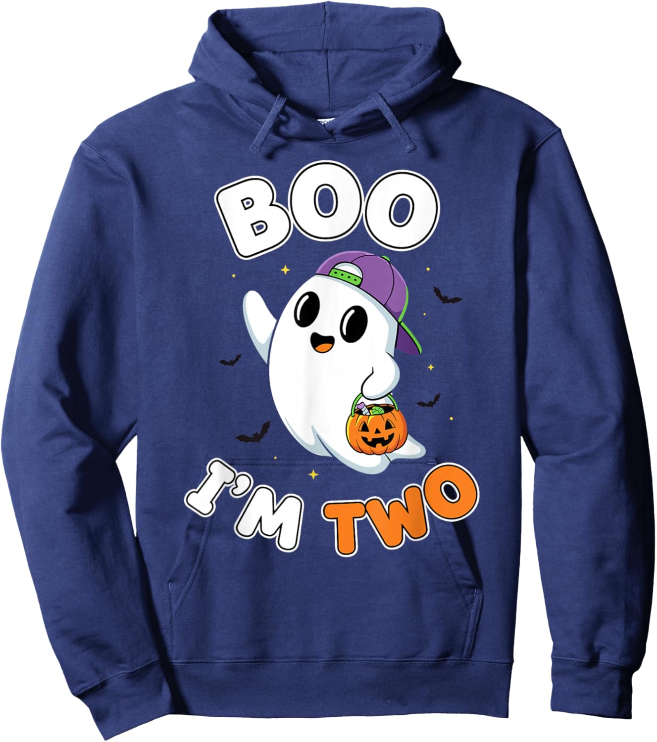 Boo I'm Two Cute Ghost Halloween 2nd Birthday Toddler Hoodie - Hoodie | Navy