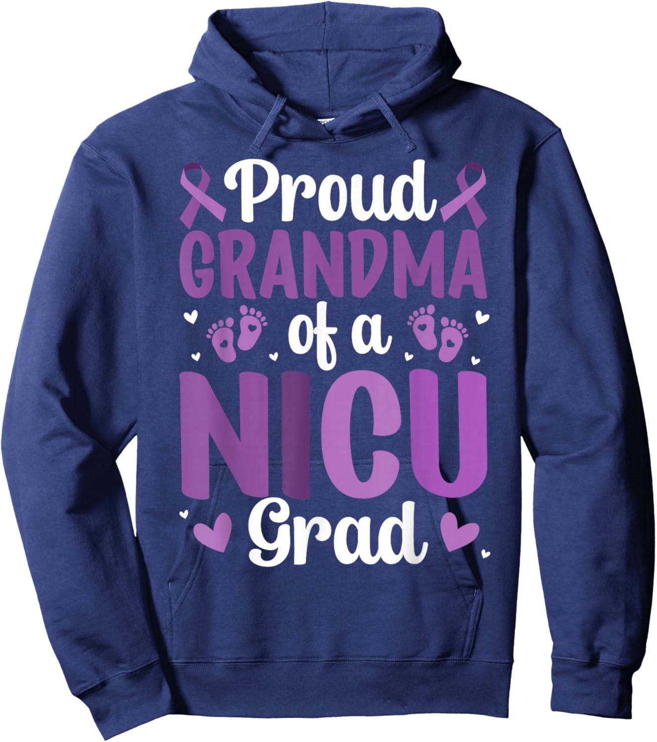 Proud NICU Grandma Micro Preemie Baby Grandmother Hoodie - Hoodie | Navy