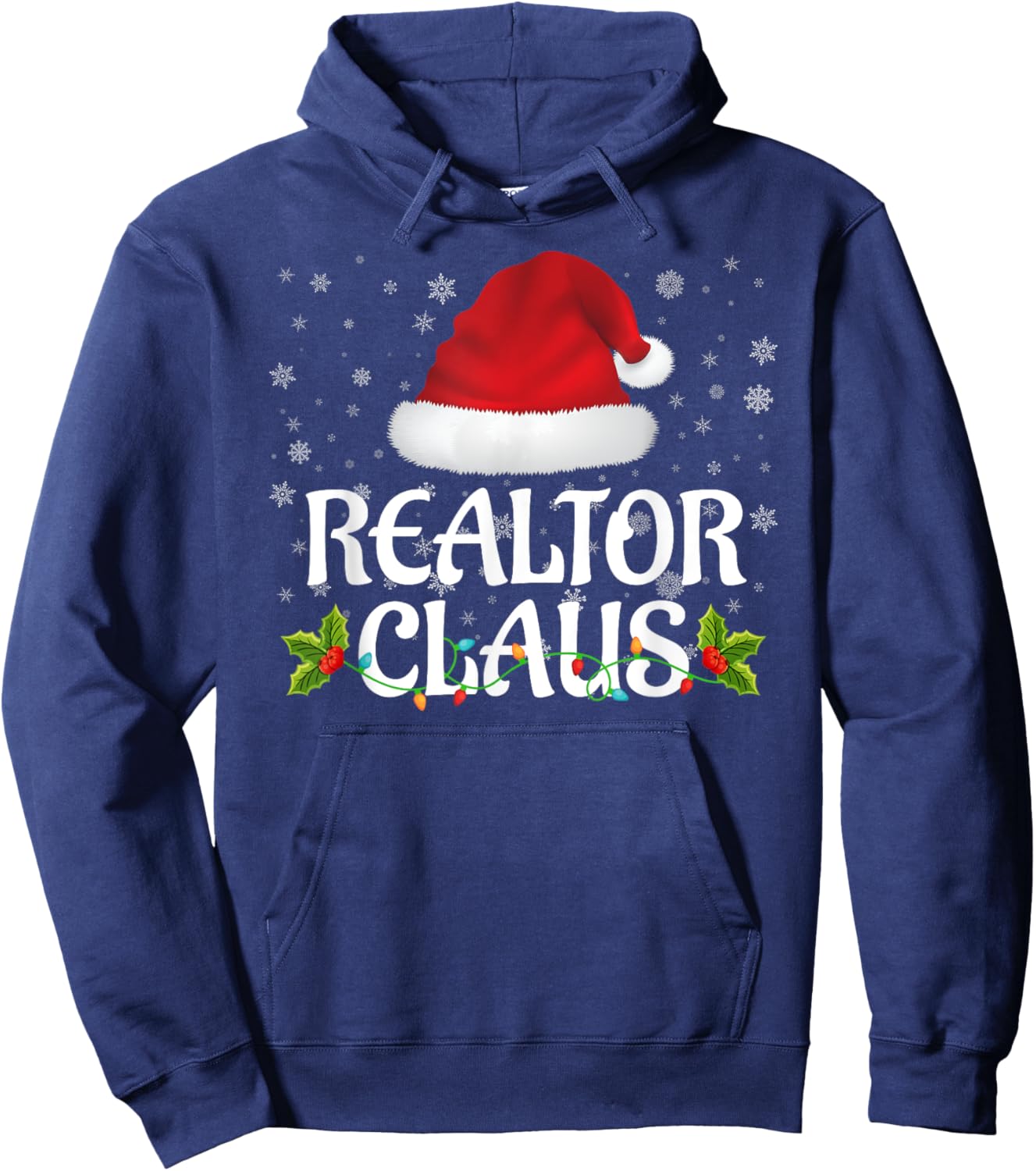 Realtor Claus Christmas Lights Santa Pajama Family Matching Hoodie - Hoodie | Navy