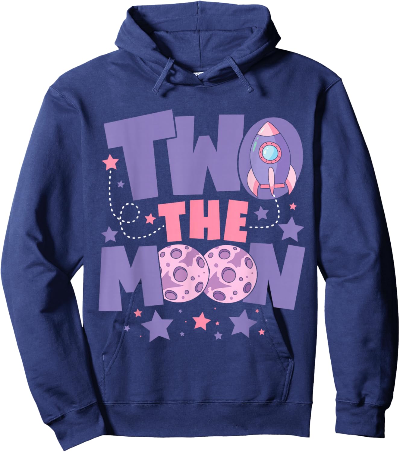 Two The Moon Birthday Outfit Girl 2 Year Old 2nd Birthday Hoodie - Hoodie | Navy