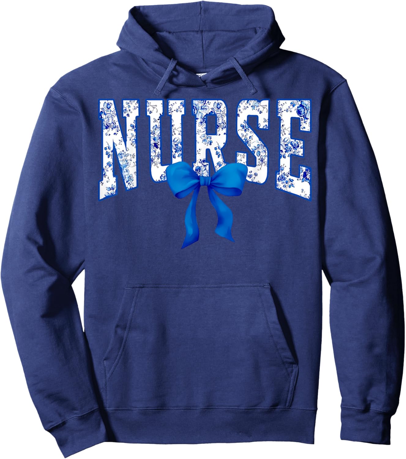 Toile De Jouy Nurse Coquette Bow Nurse Floral Hoodie - Hoodie | Navy
