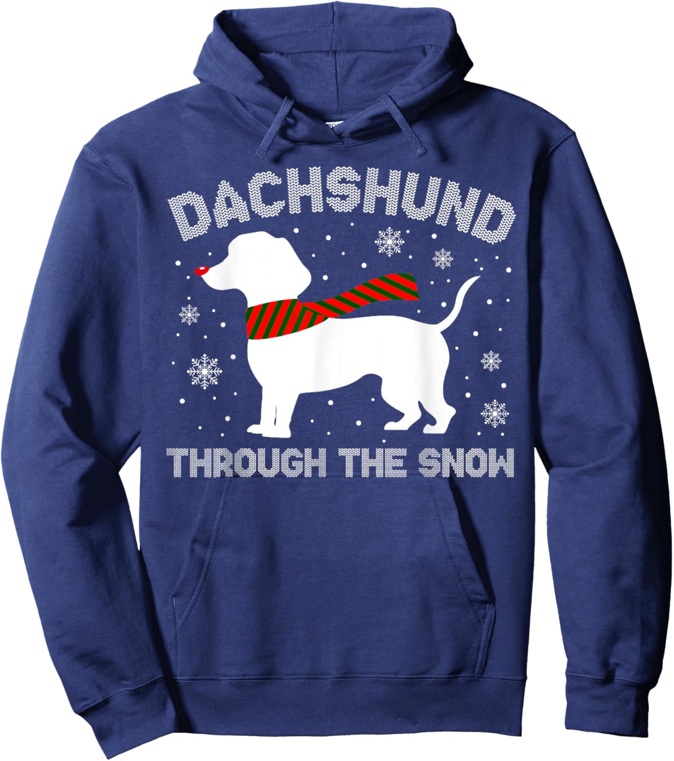 Dachshund Through The Snow Funny Christmas Pajamas Dog Lover Men Women Hoodie - Hoodie | Navy