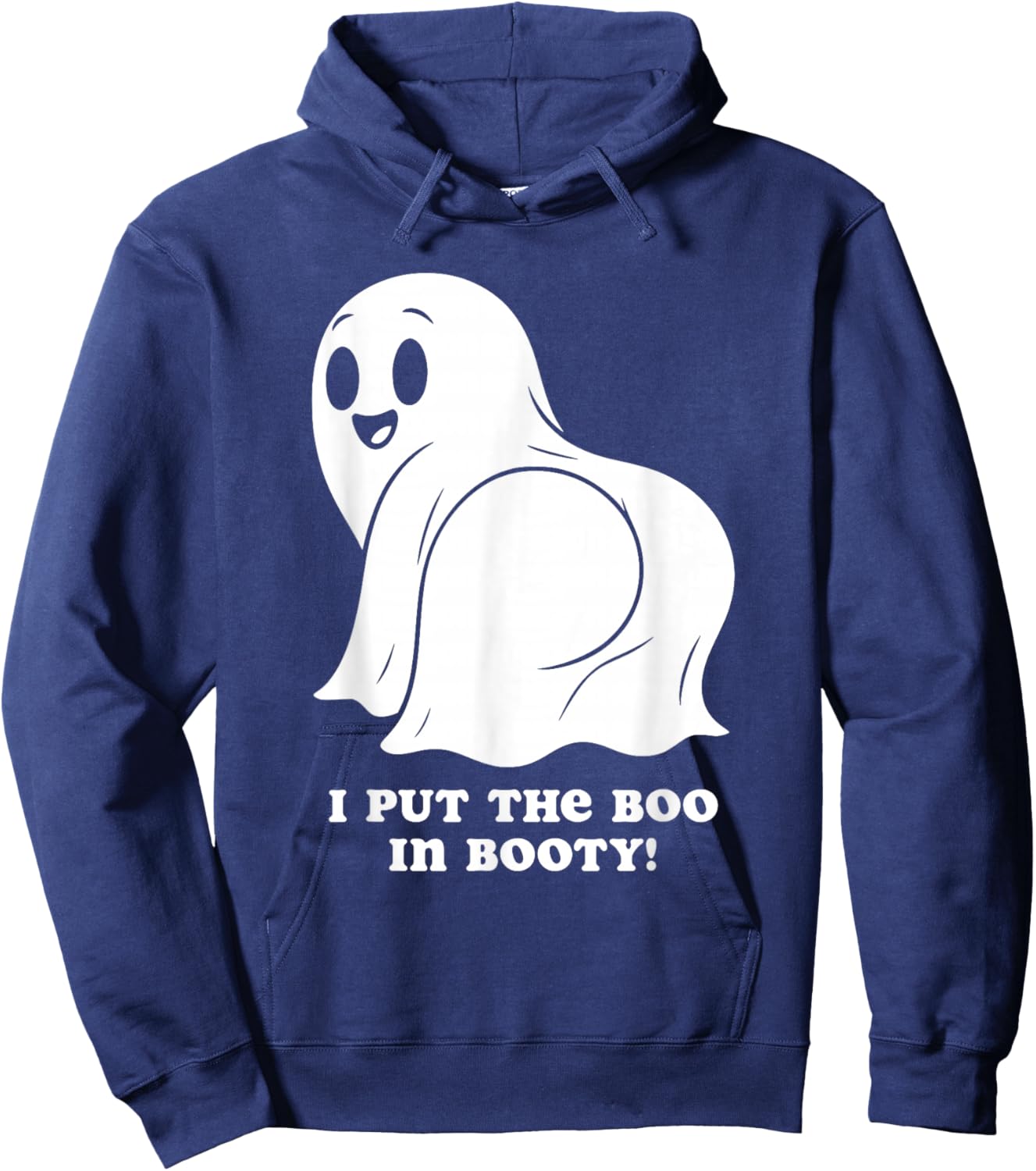 I Put The Boo in Booty Funny Peachy Ghost Halloween Meme Hoodie - Hoodie | Navy