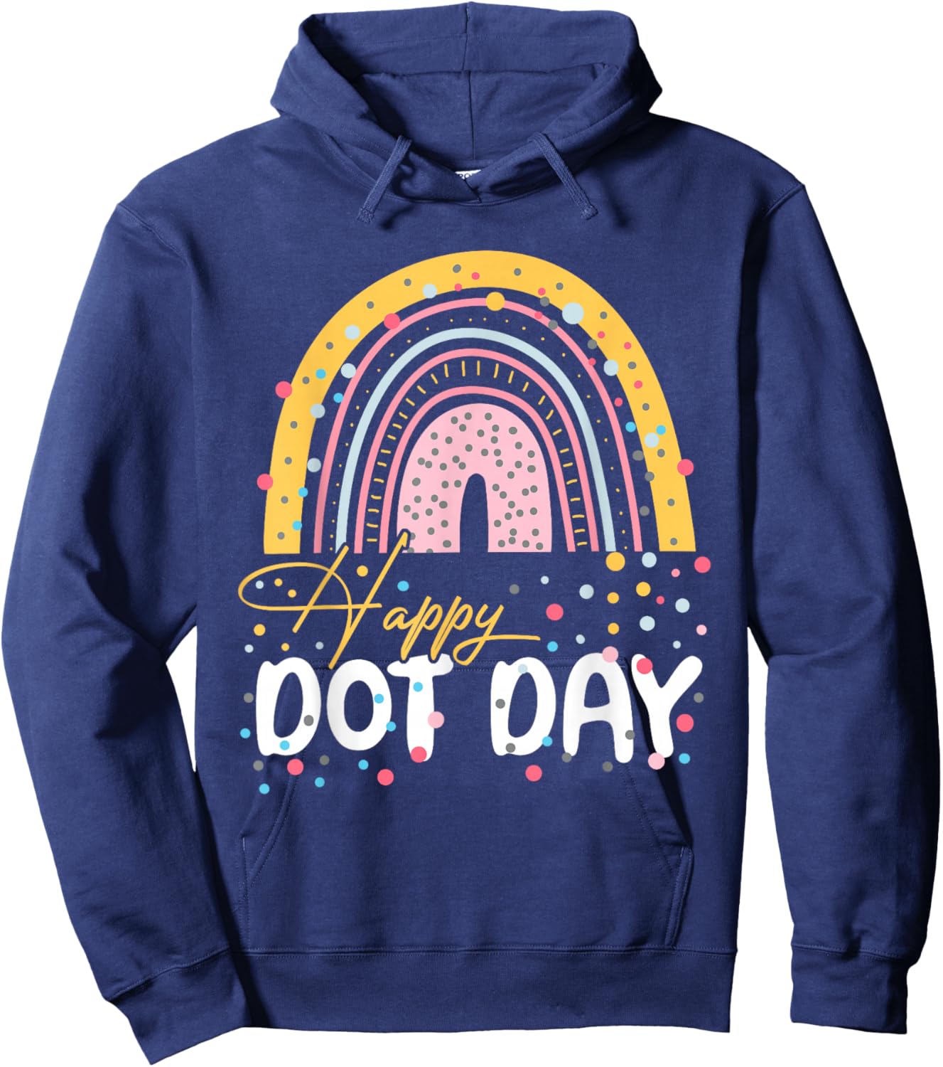 Happy Dot Day Rainbow Colorful Polka Dot Girl Kids Hoodie - Hoodie | Navy
