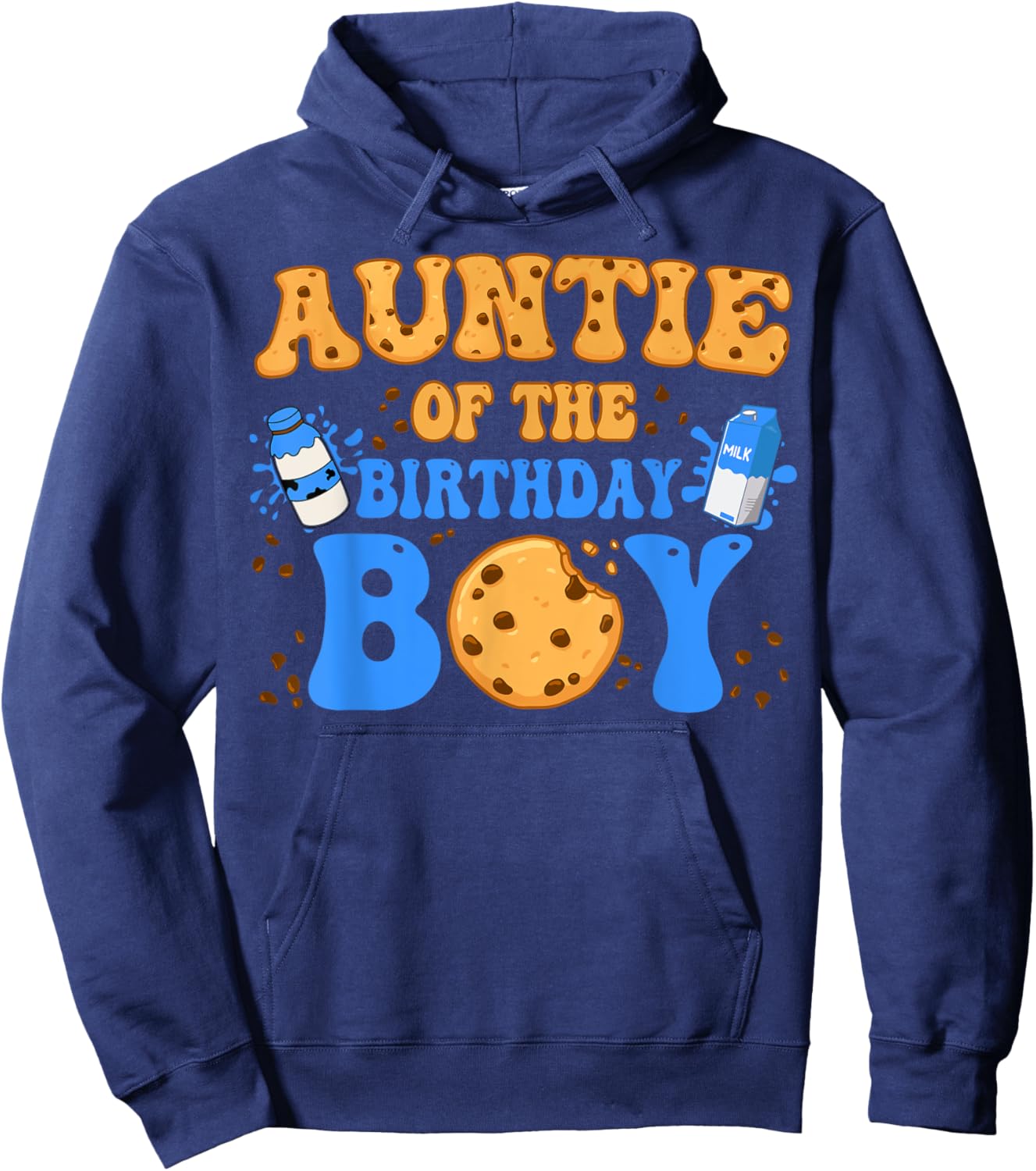 Auntie Of The Birthday Boy Milk and Cookies Lover Hoodie - Hoodie | Navy