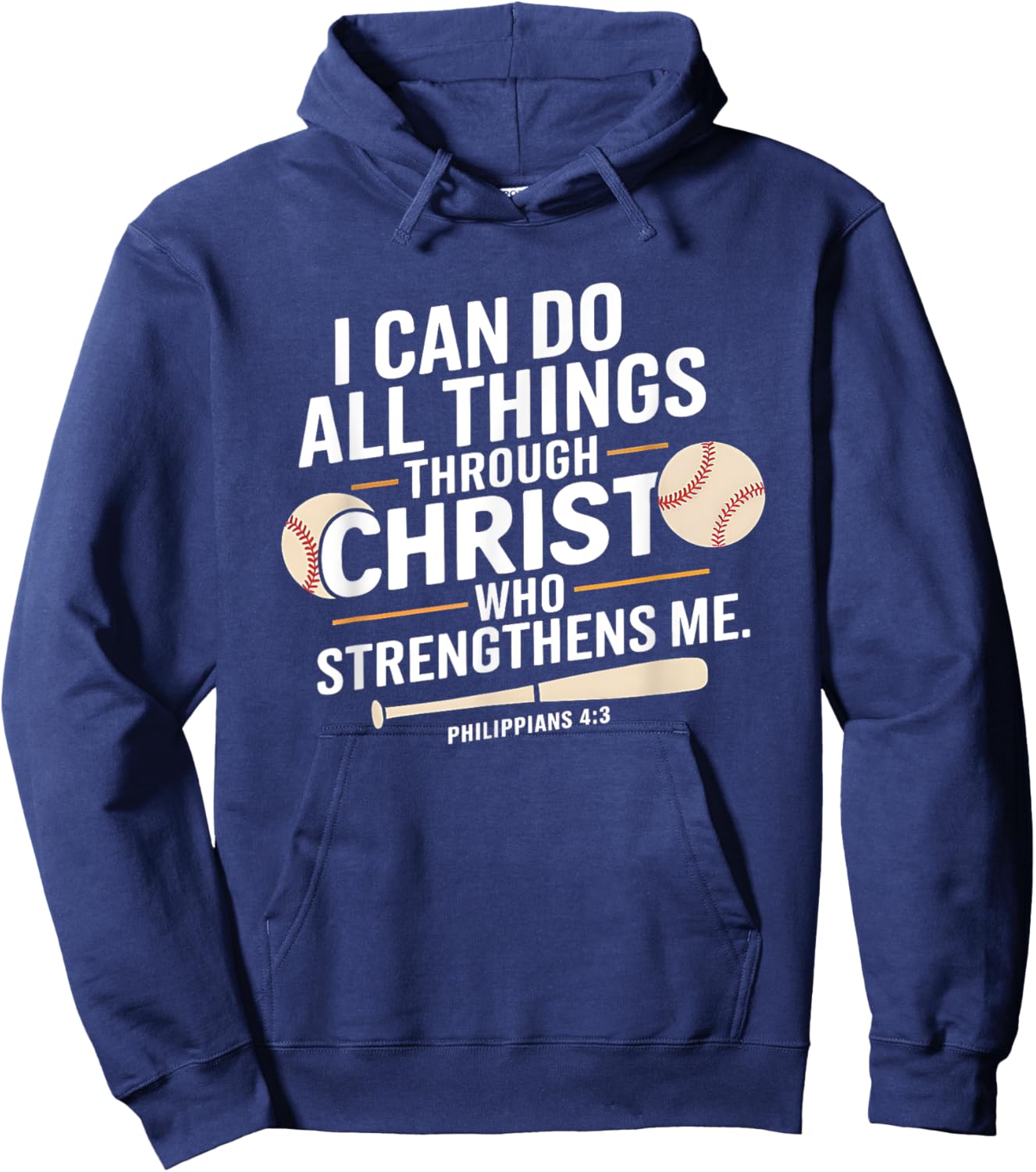 Christian Baseball Bible Verse Sports Faith Design Hoodie - Hoodie | Navy