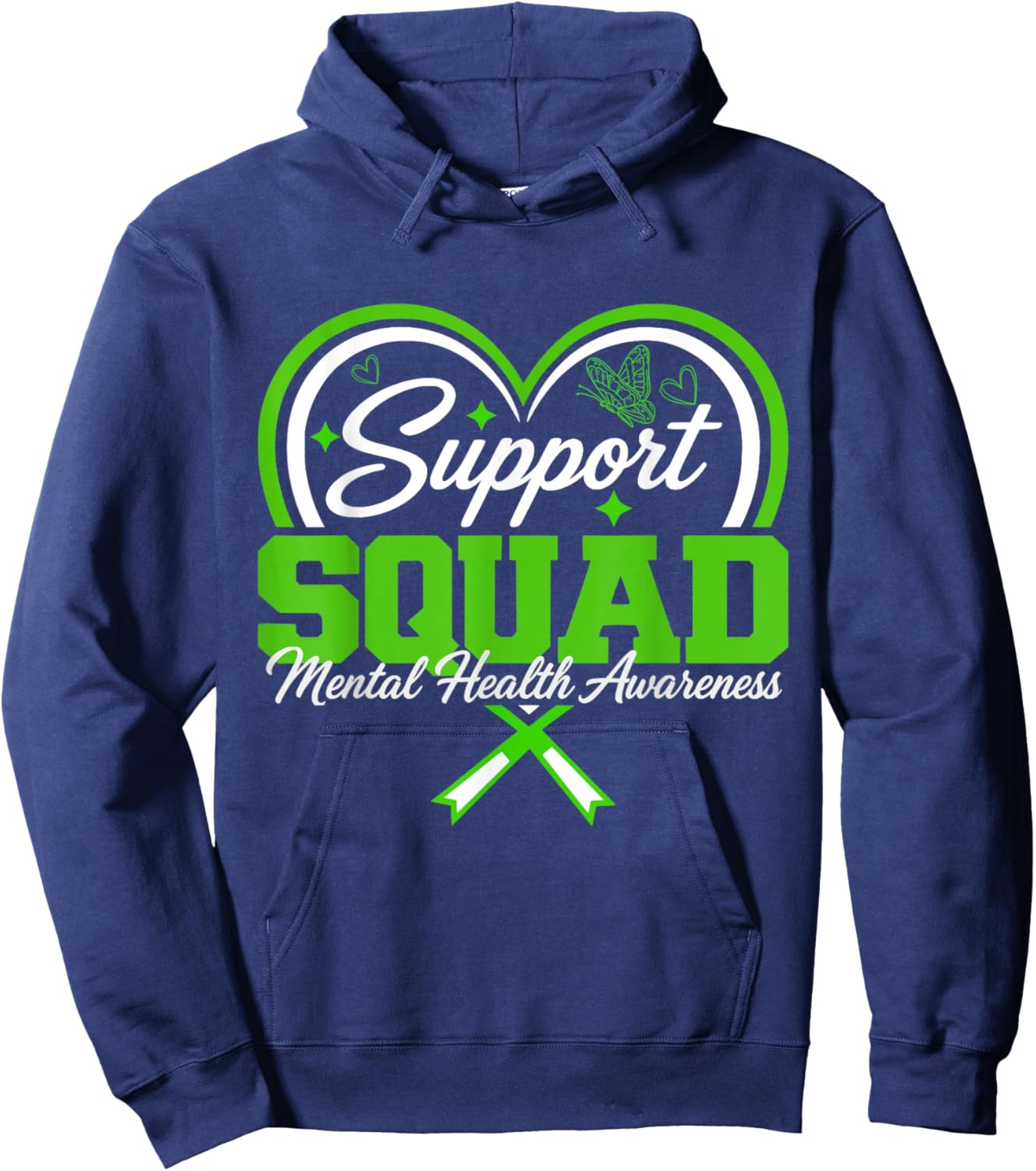 Mental Health Awareness Green Ribbon in May We Wear Green Hoodie - Hoodie | Navy