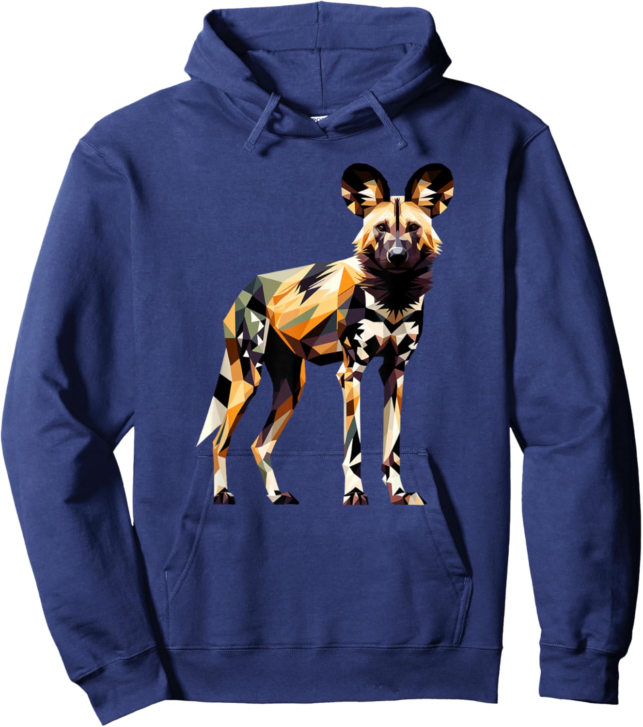 Geometric Art African Wild Dog Painted Dog Hoodie - Hoodie | Navy