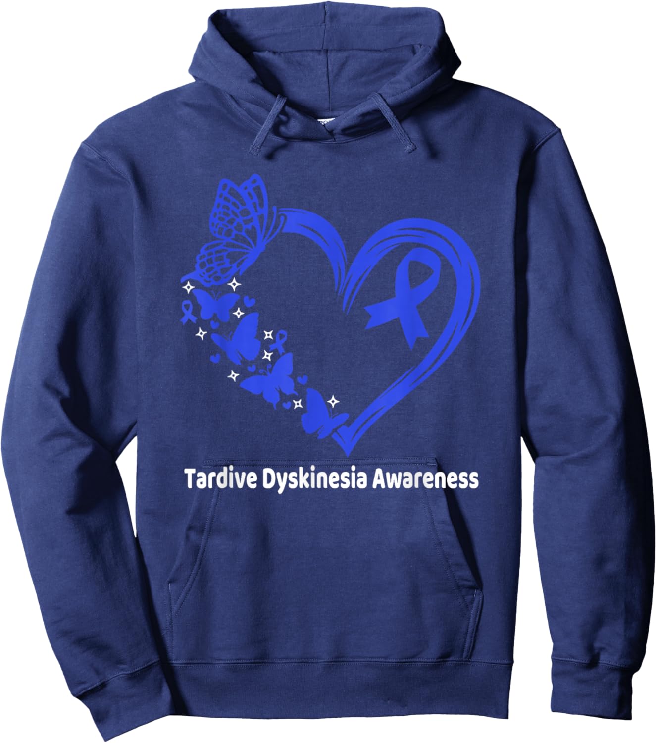 Tardive Dyskinesia Awareness Heart Butterfly Hoodie - Hoodie | Navy