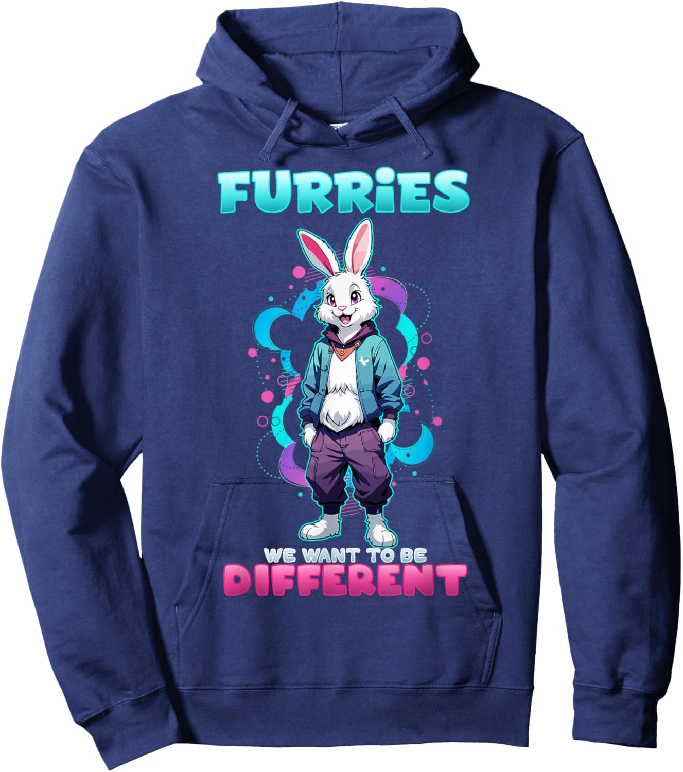 Furries We Want To Be Different I Furry Rabbit Cosplay Hoodie - Hoodie | Navy