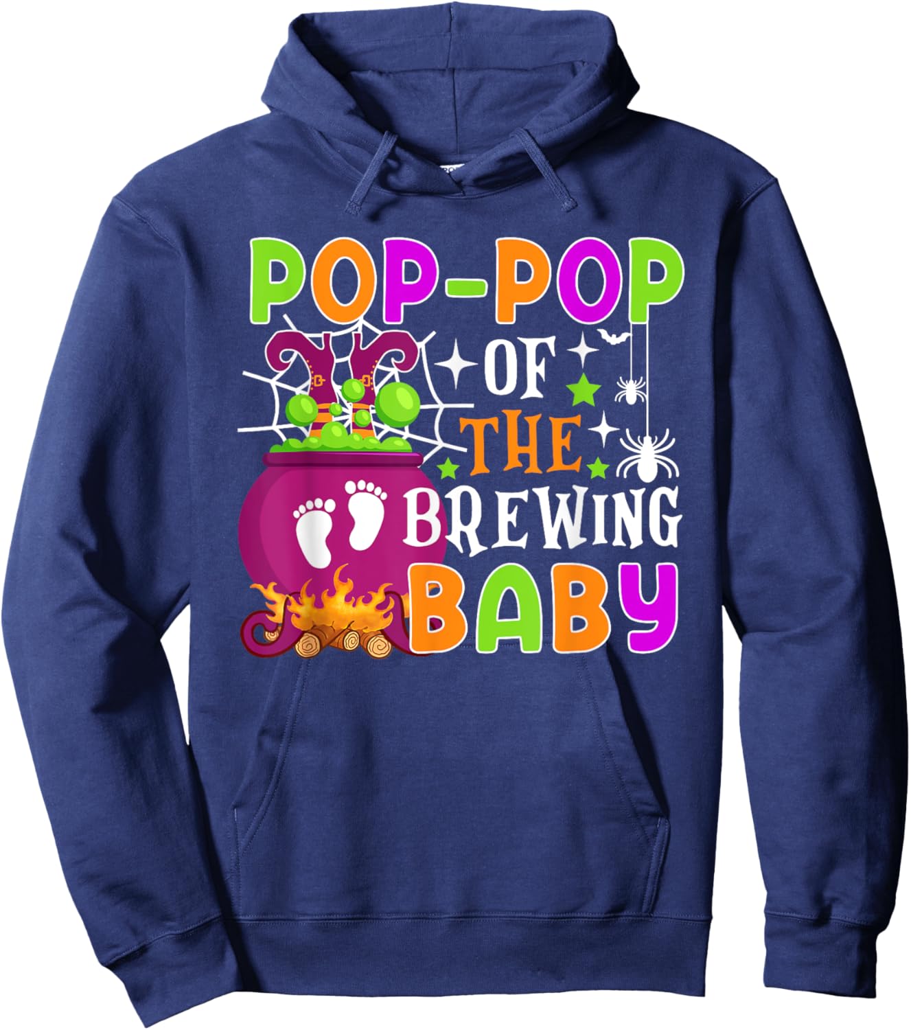 Pop-Pop of Brewing Baby Halloween Theme Baby Shower Spooky Hoodie - Hoodie | Navy