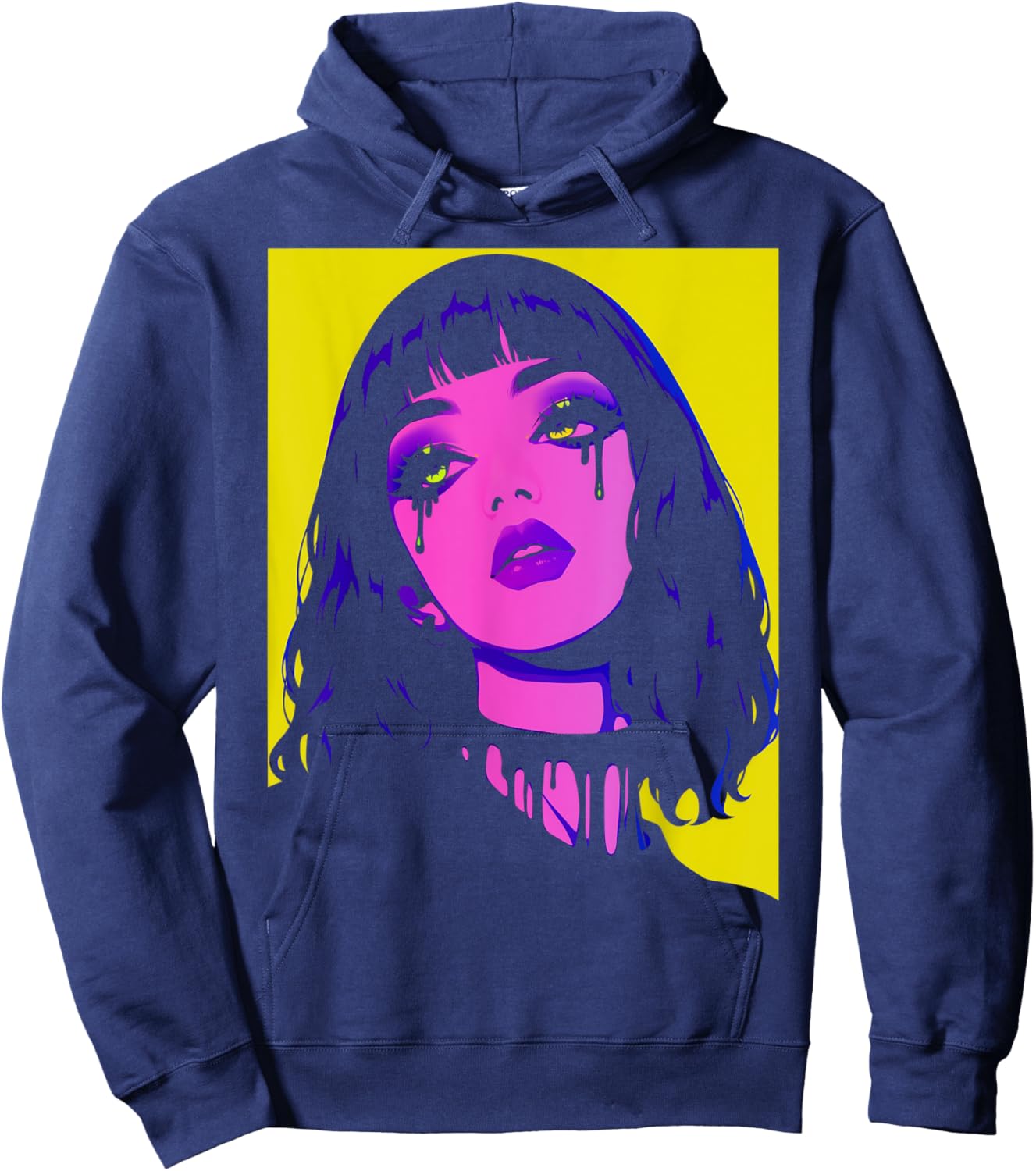 Cybergoth Cybercore Grunge Punk Goth Girl Alt Anime Manga Hoodie - Hoodie | Navy