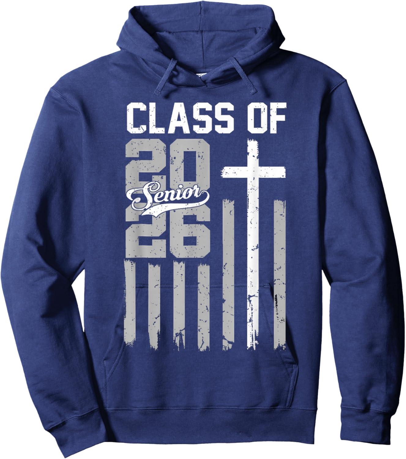 Senior Class of 2026 Christian American Flag 2026 Graduation Hoodie - Hoodie | Navy