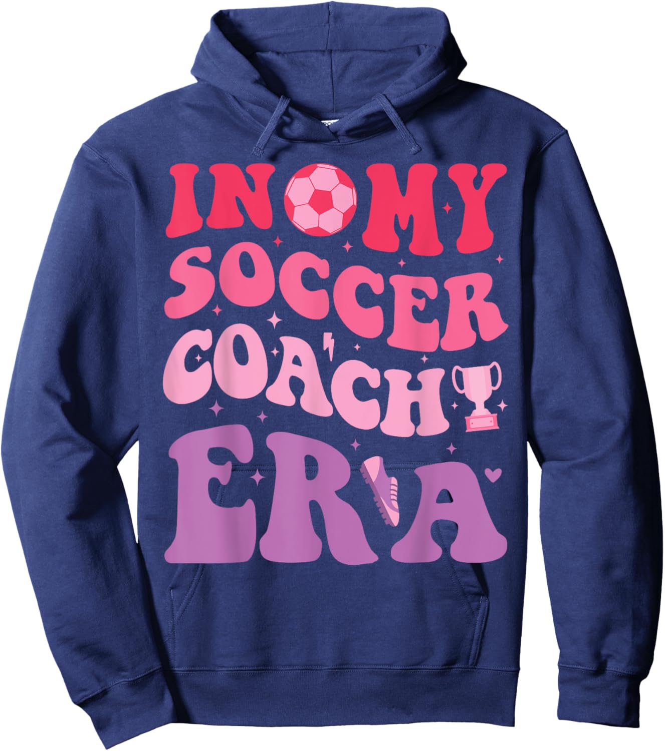 Groovy Retro In My Soccer Coach Era Design Soccer Coach Hoodie - Hoodie | Navy