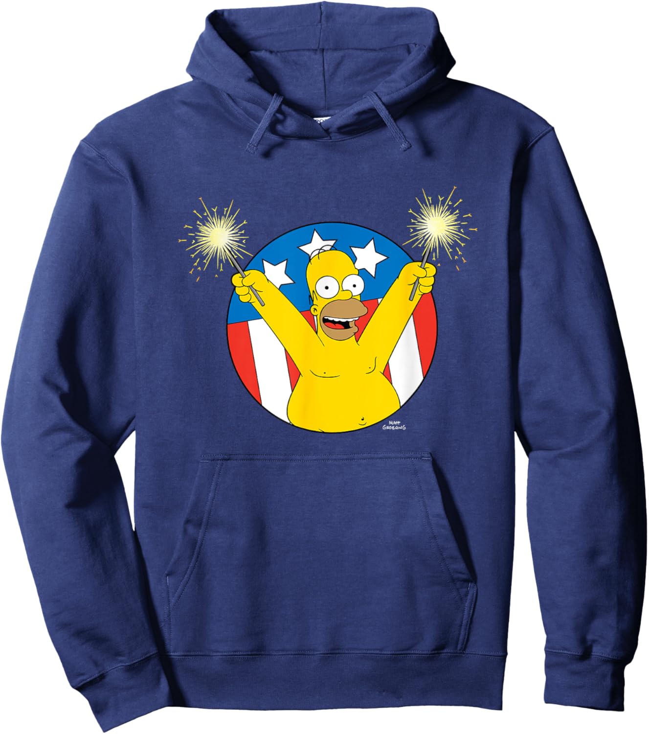 The Simpsons 4th Of July American Flag Woo-Hoo Homer Hoodie - Hoodie | Navy