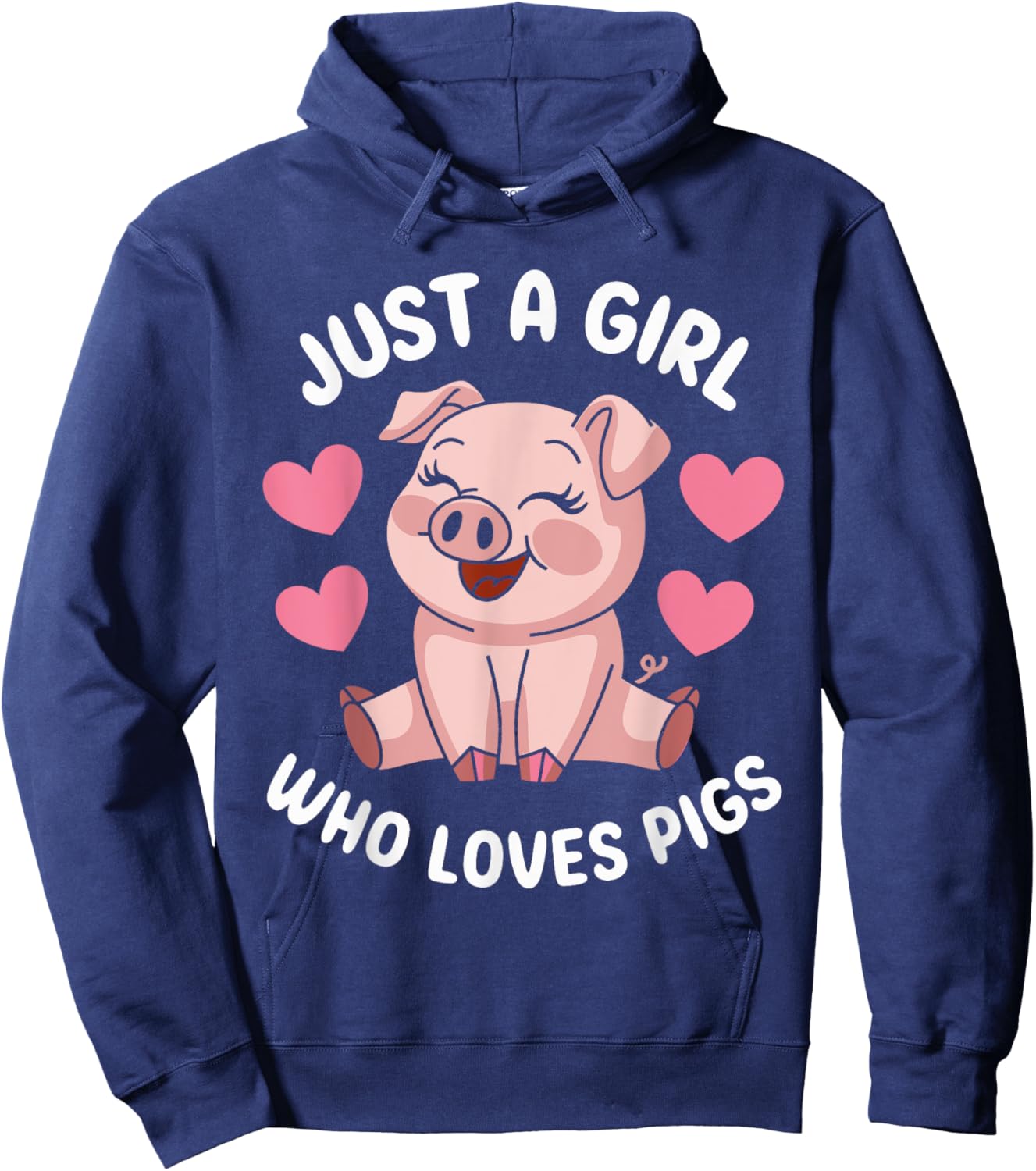 Just a Girl who loves Pigs Cute Pig Lover Hoodie - Hoodie | Navy