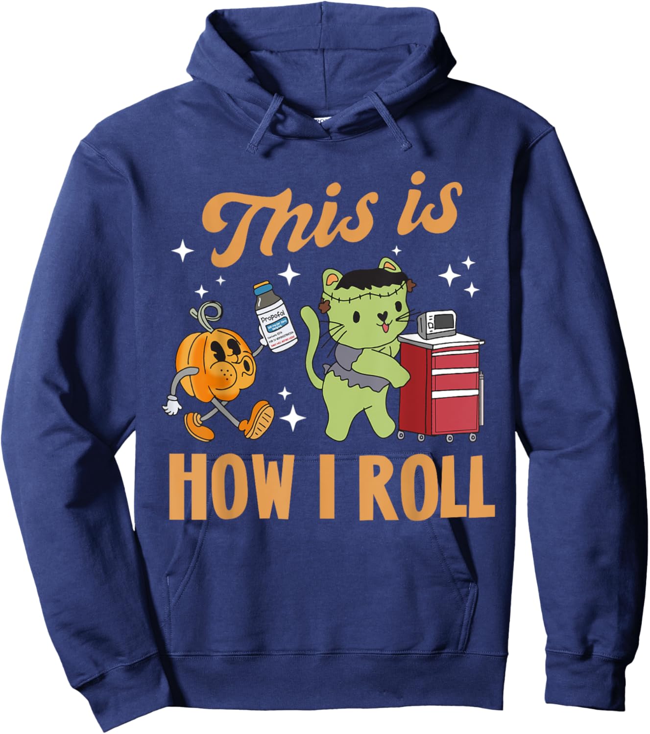 ICU Nurse Halloween Rapid Response Team RT Spooky Crash Cart Hoodie - Hoodie | Navy