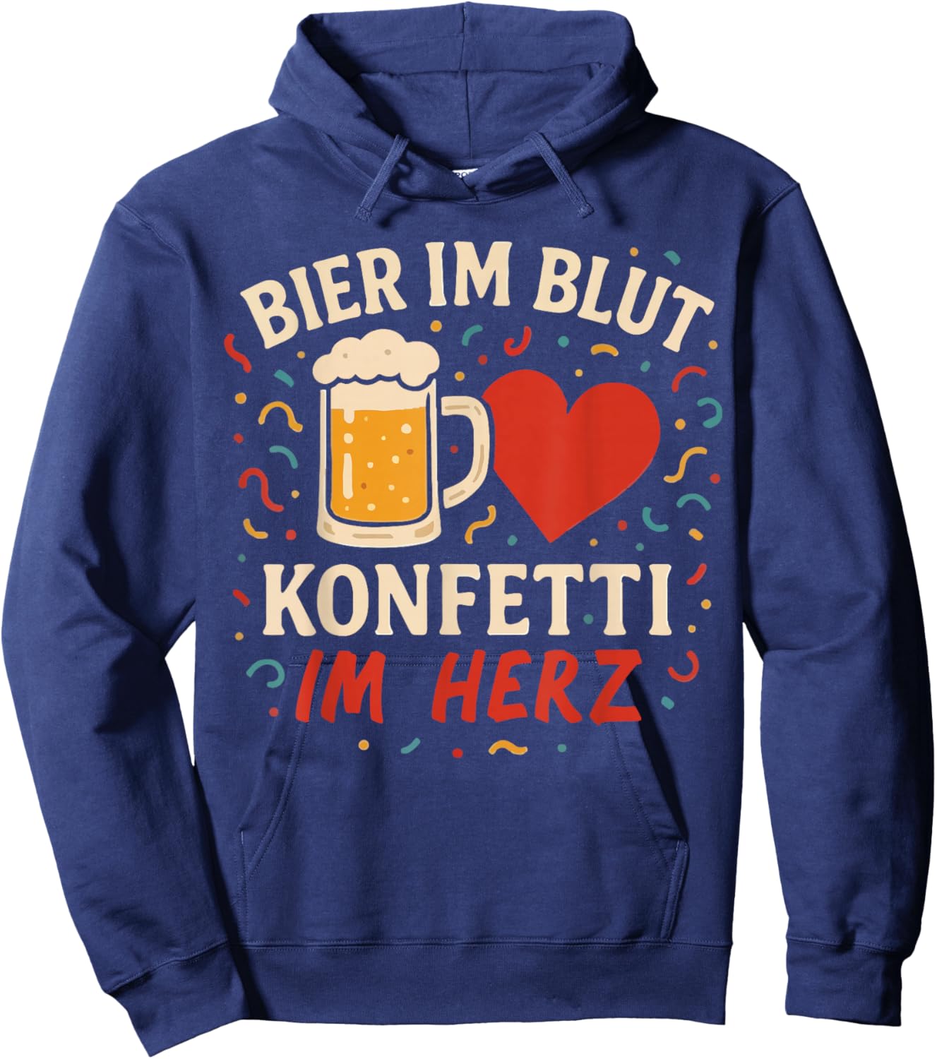 Beer in the Blood Confetti in the Heart Carnival Fancy Dress Hoodie - Hoodie | Navy