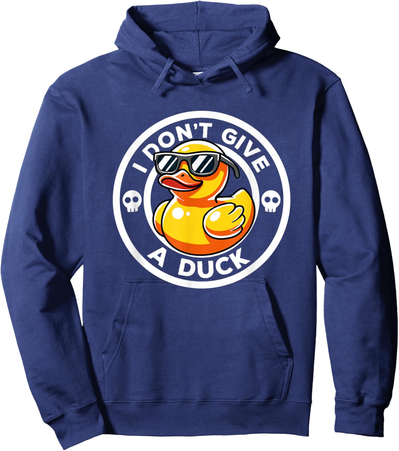 I Don't Give A Duck Irony And Sarcasm Yellow Duck -Adults , Black, Small, Short Sleeve, Humorous-Duck-Themed, Christmas, Winter Hoodie - Hoodie | Navy