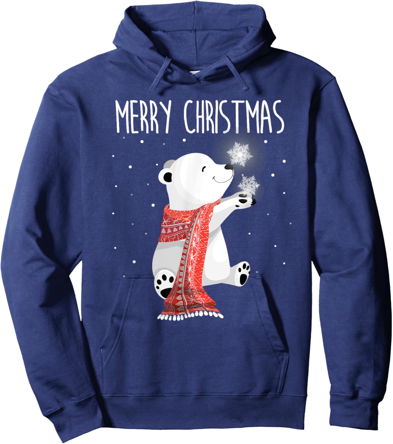 Cute Polar Bear Scarf Merry Christmas Xmas Holidays Gift Hoodie - Hoodie | Navy