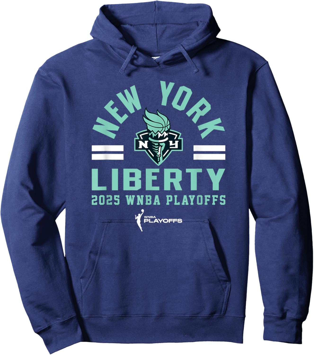 WNBA Official New York Liberty 2025 Playoffs Worlds Collide Hoodie - Hoodie | Navy