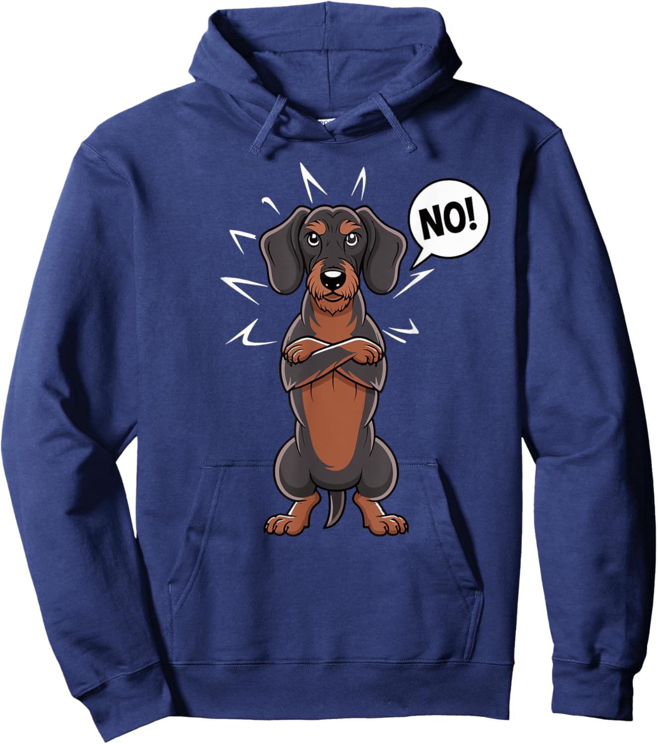 Stubborn Wirehaired Dachshund NO Teckel Dog Hunting funny Men Women Girls Kids Hoodie - Hoodie | Navy