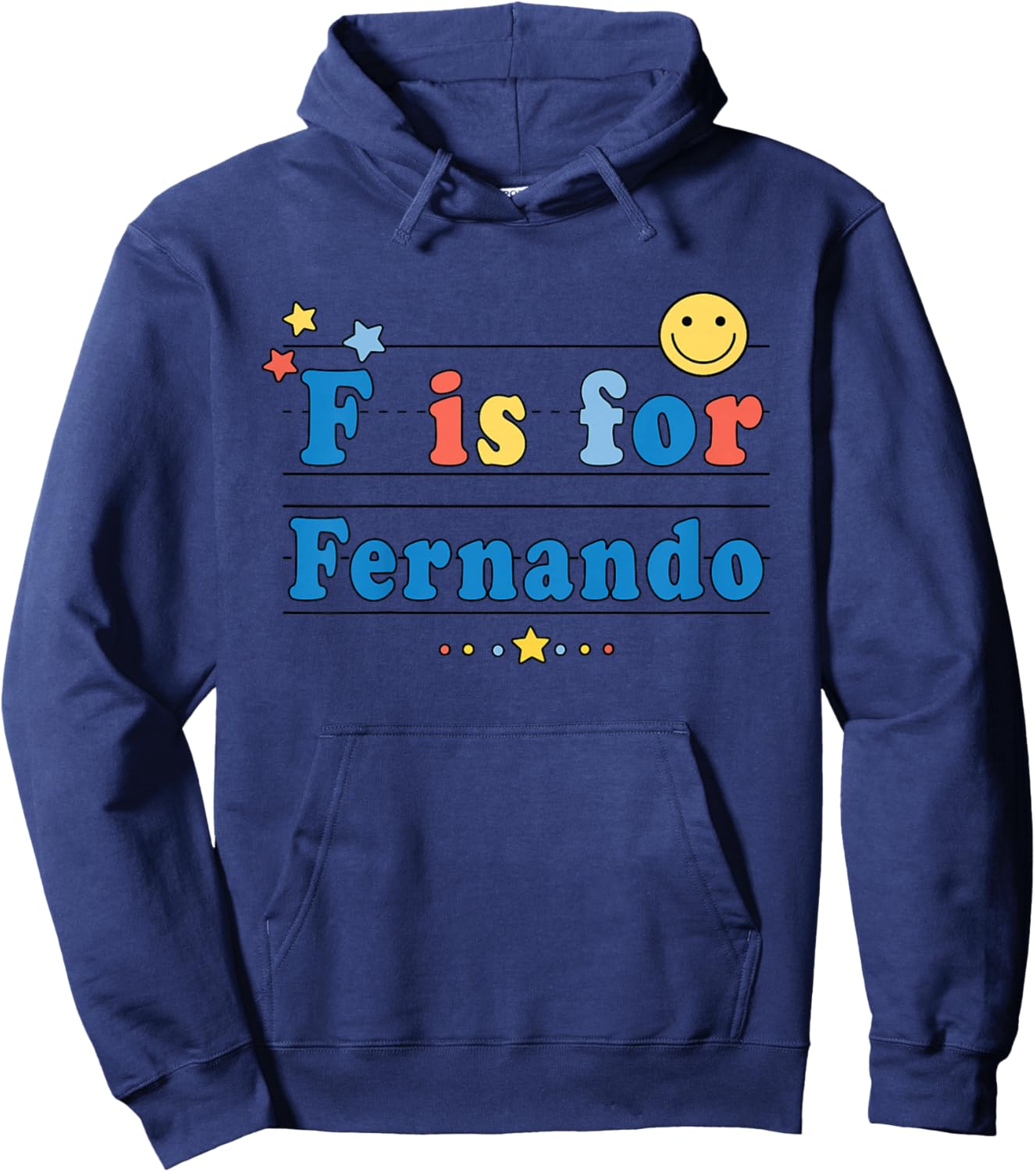 Kids Fernando Name Shirt Alphabet F is for Fernando Hoodie - Hoodie | Navy