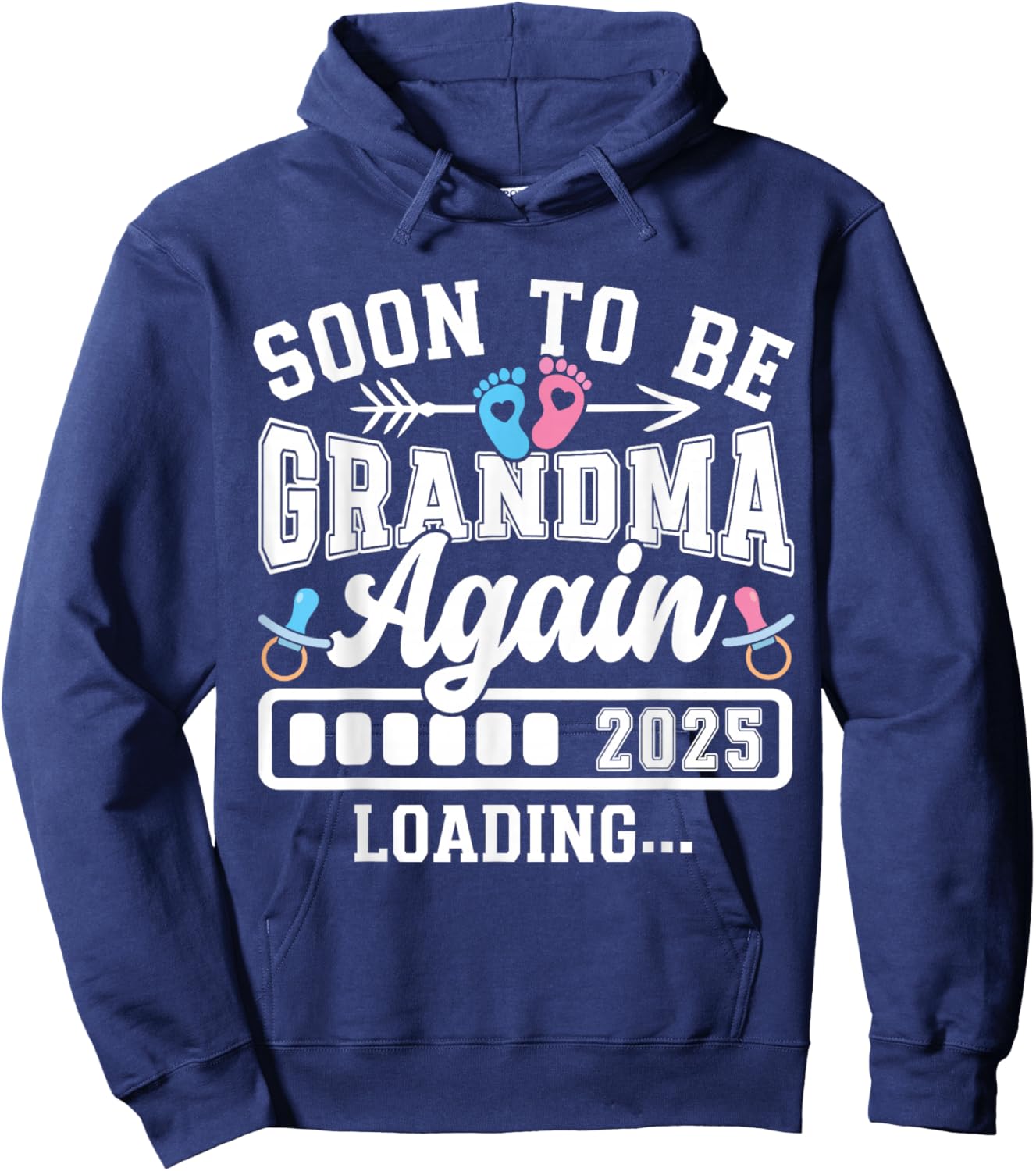 Soon to Be Grandma Again 2025 Loading Pregnancy Announcement Hoodie - Hoodie | Navy