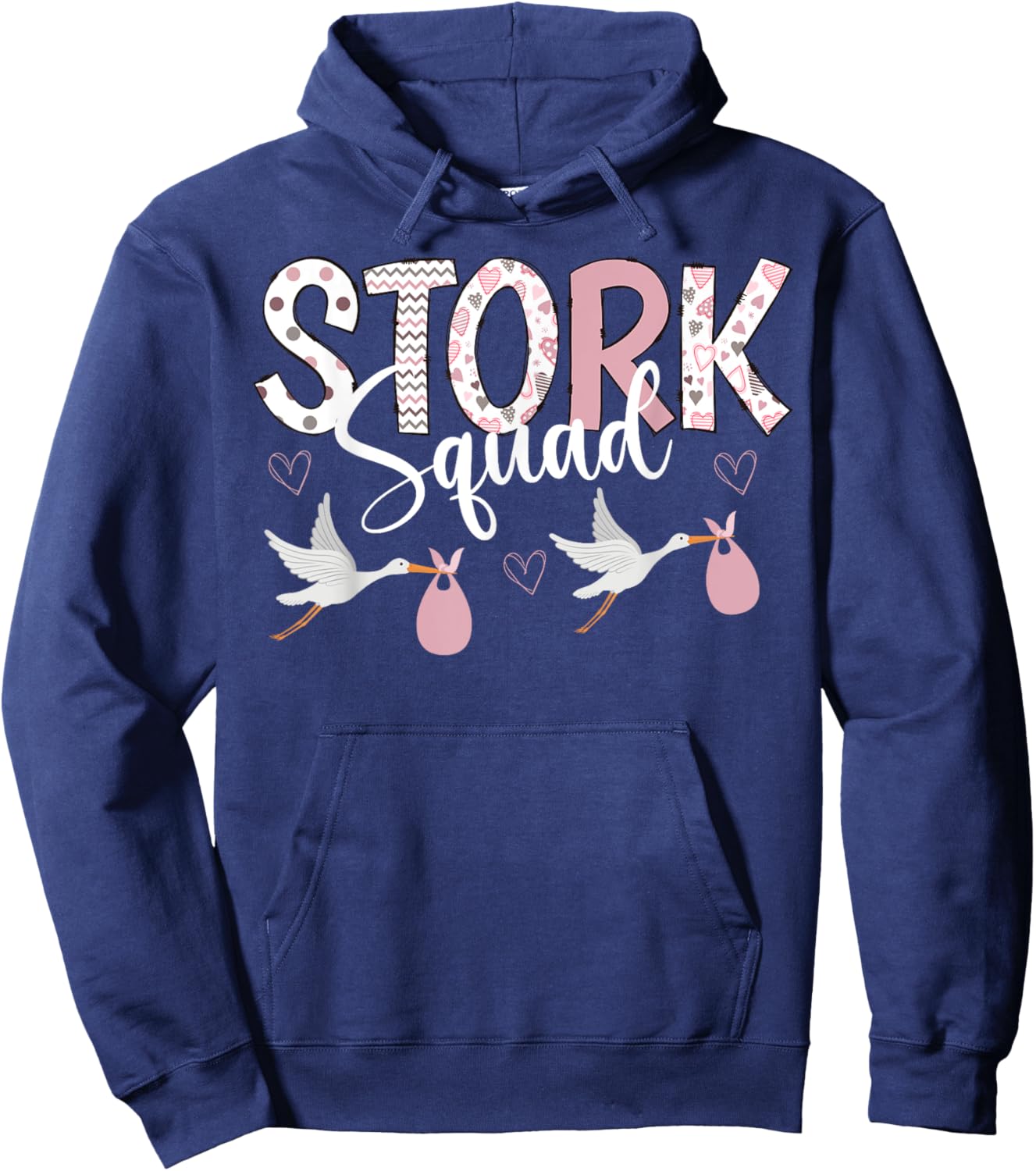 Valentines Stork Squad L&D Mother Baby Unit NICU Nurse Squad Hoodie - Hoodie | Navy