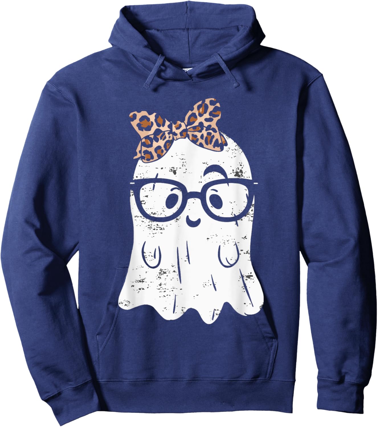 Ghost Eyeglass Girl Halloween Girly Ghost Hoodie - Hoodie | Navy
