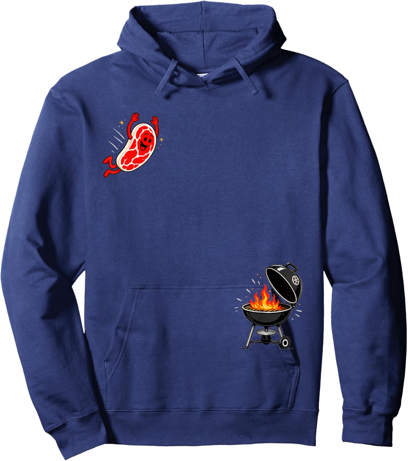 Steak Dive Funny Flying Steak BBQ Grilling Cartoon Humor Art Hoodie - Hoodie | Navy