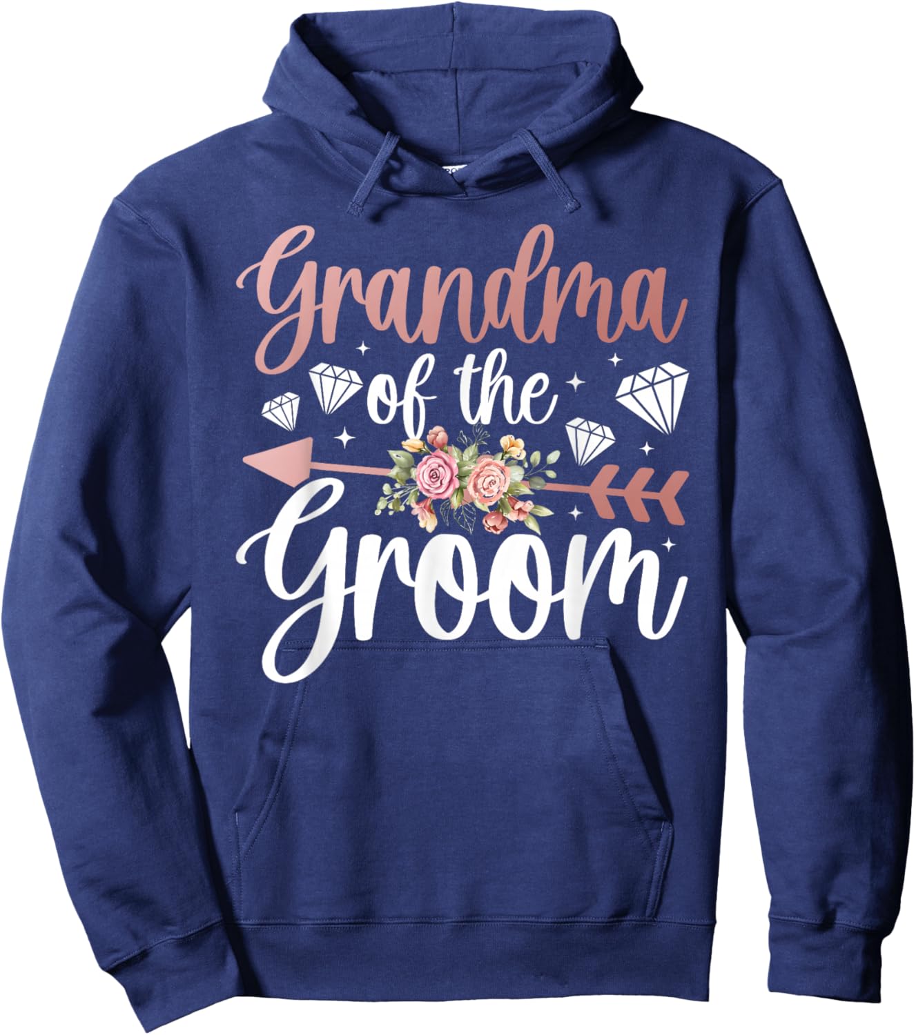 Groom's Grandma of The Groom Flowers Groom Grandma Hoodie - Hoodie | Navy