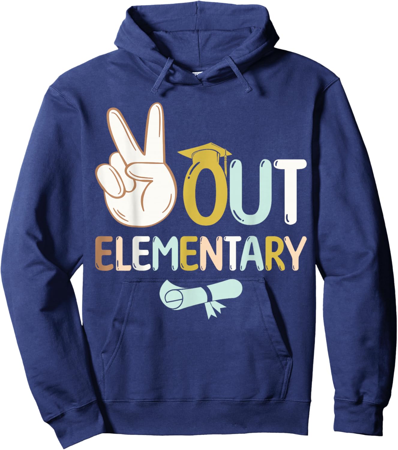Peace Out Elementary School Funny Last Day Of School Hoodie - Hoodie | Navy