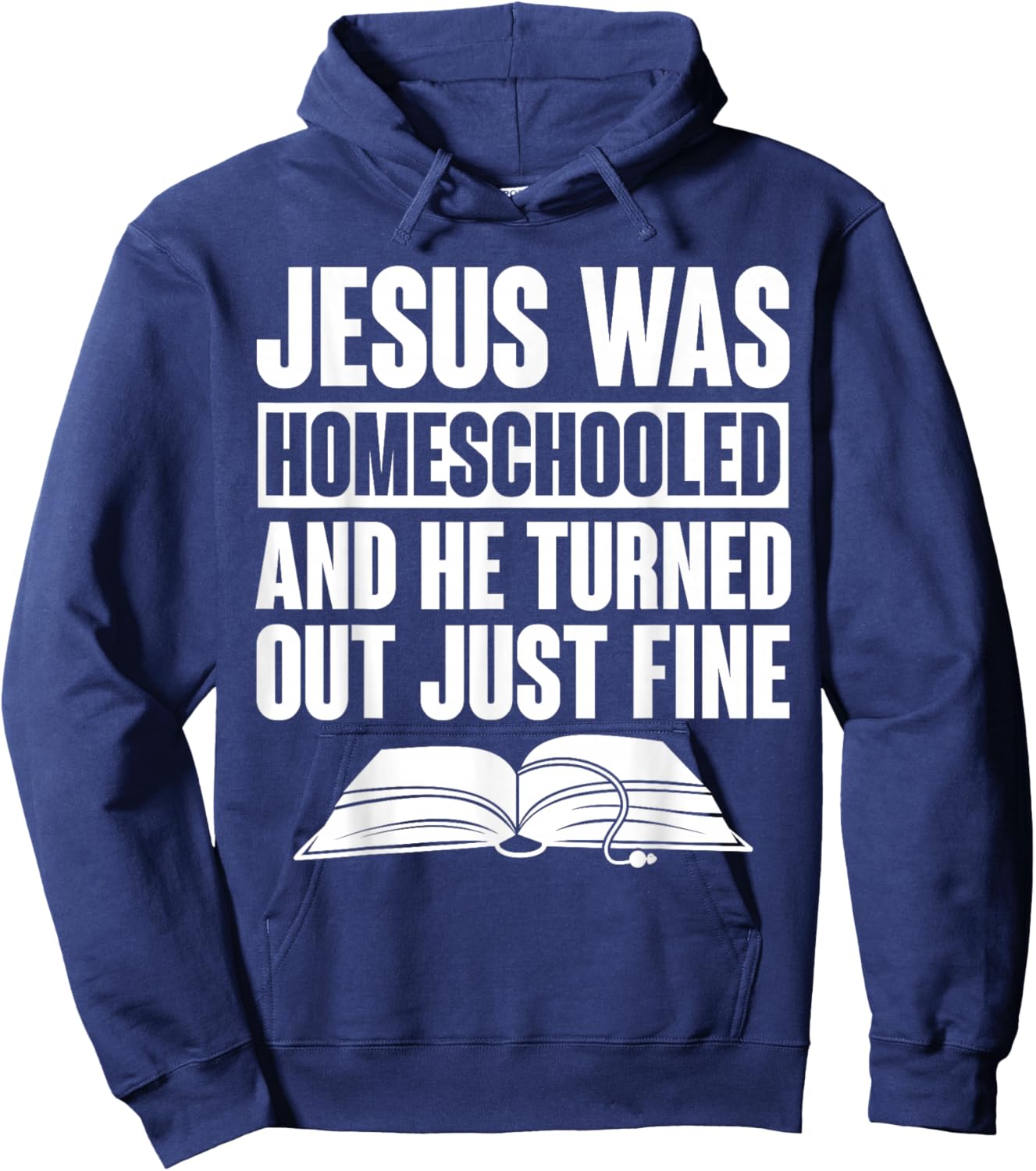 Homeschool Homeschooling Apparel -Kids Homeschool Jesus Was Homeschooled Black Small Short Sleeve Cotton, Polyester Hoodie - Hoodie | Navy