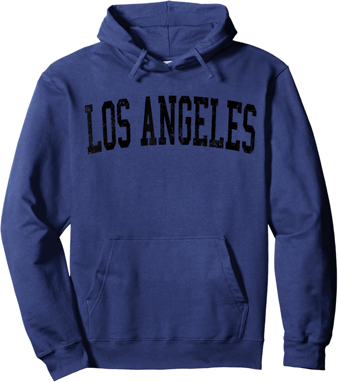 Vintage Los Angeles CA Distressed Black Varsity Style Hoodie - Hoodie | Navy