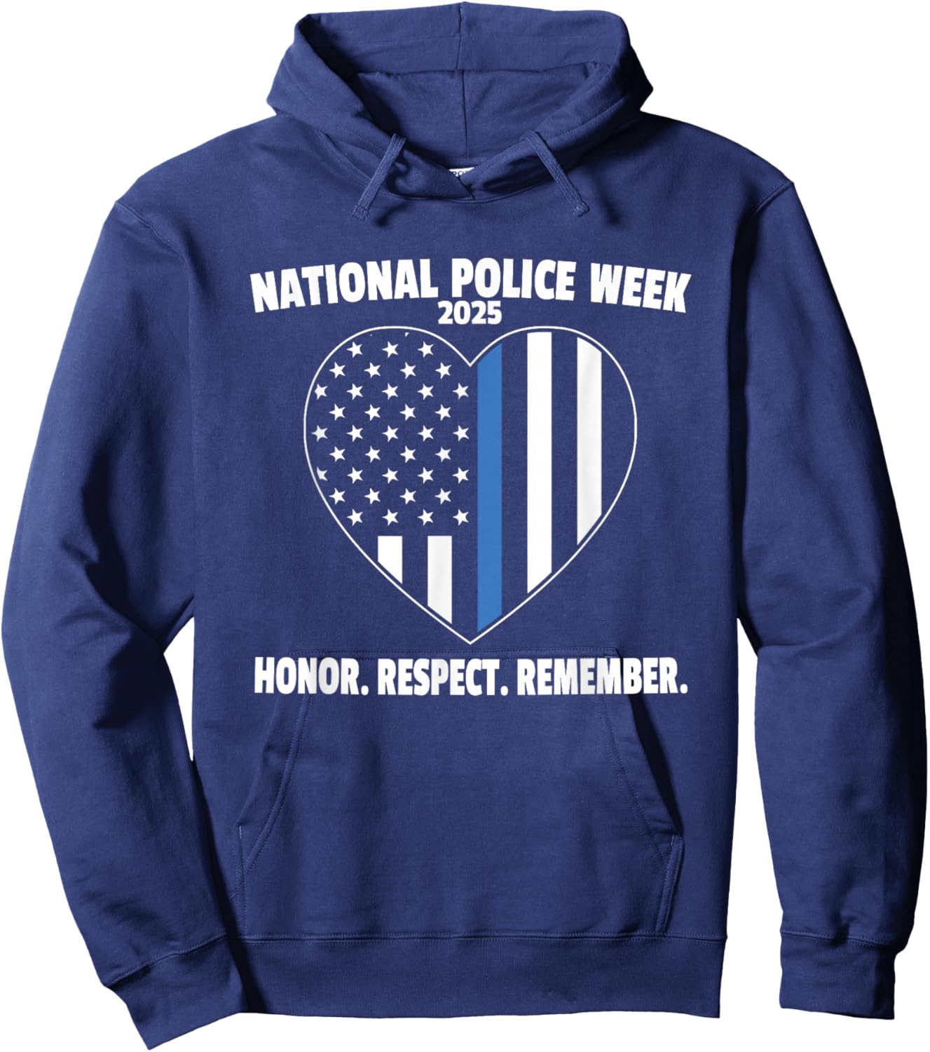 Blue Line American Flag National Police Week 2025 Hoodie - Hoodie | Navy