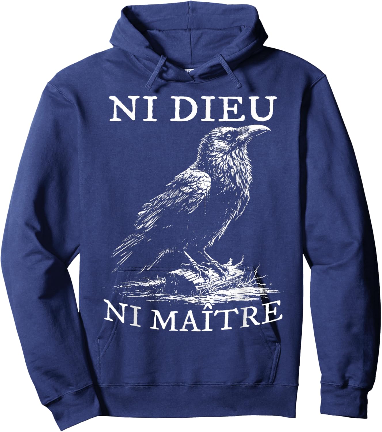 No God No Masters, Ni Dieu Ni Maitre, Retro Crow Bird Hoodie - Hoodie | Navy